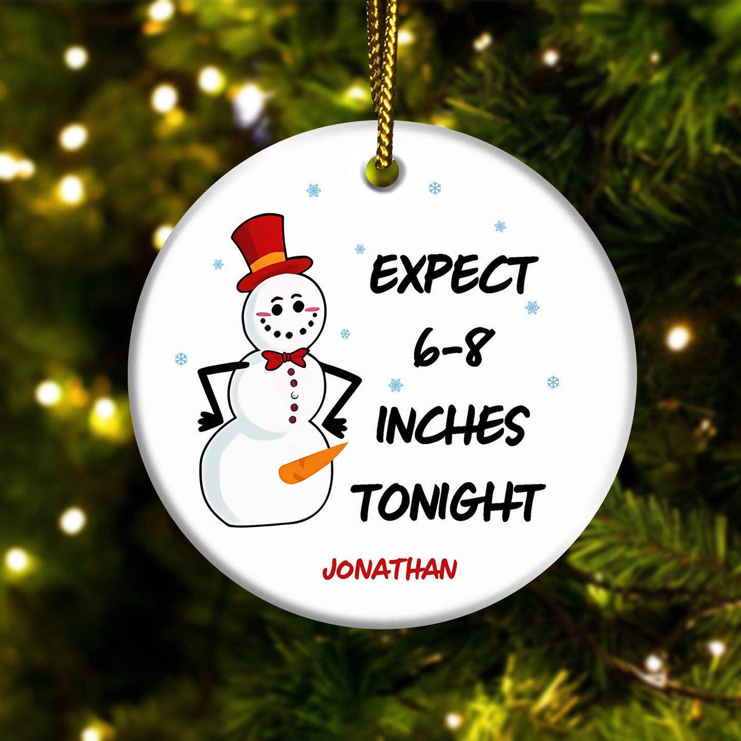 Couple - Expect "" Inches Tonight - Personalized Christmas Tree Decoration Ceramic Ornament