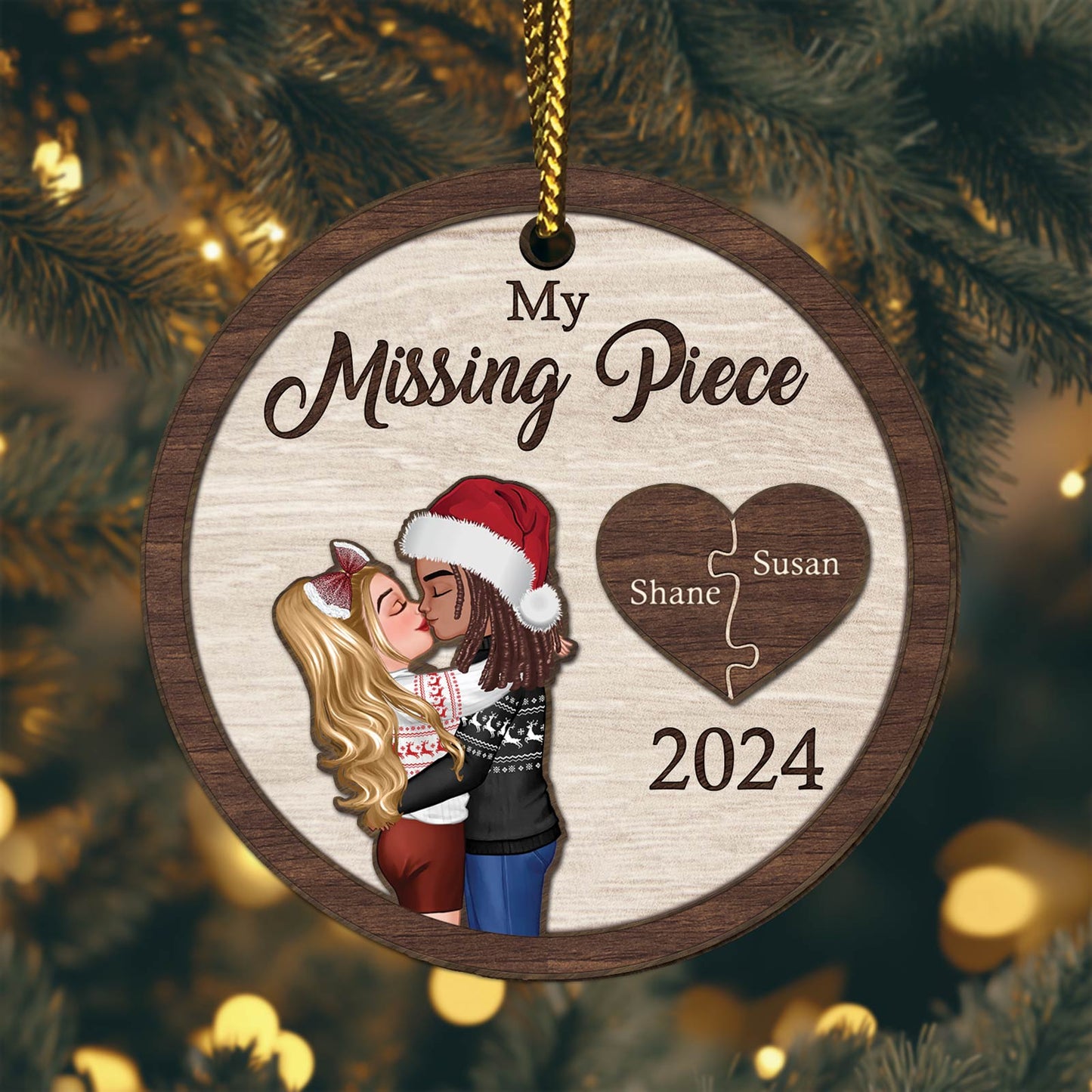 Couple - My Missing Piece - Personalized Circle Ornament