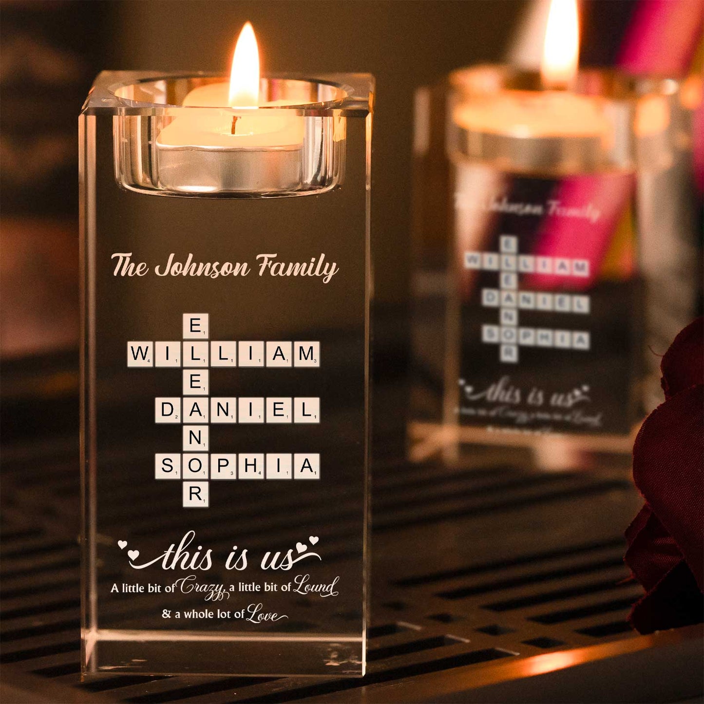 Family - The Love Of A Family Is Life's Greatest Blessing - Personalized Crystal Candle Holder