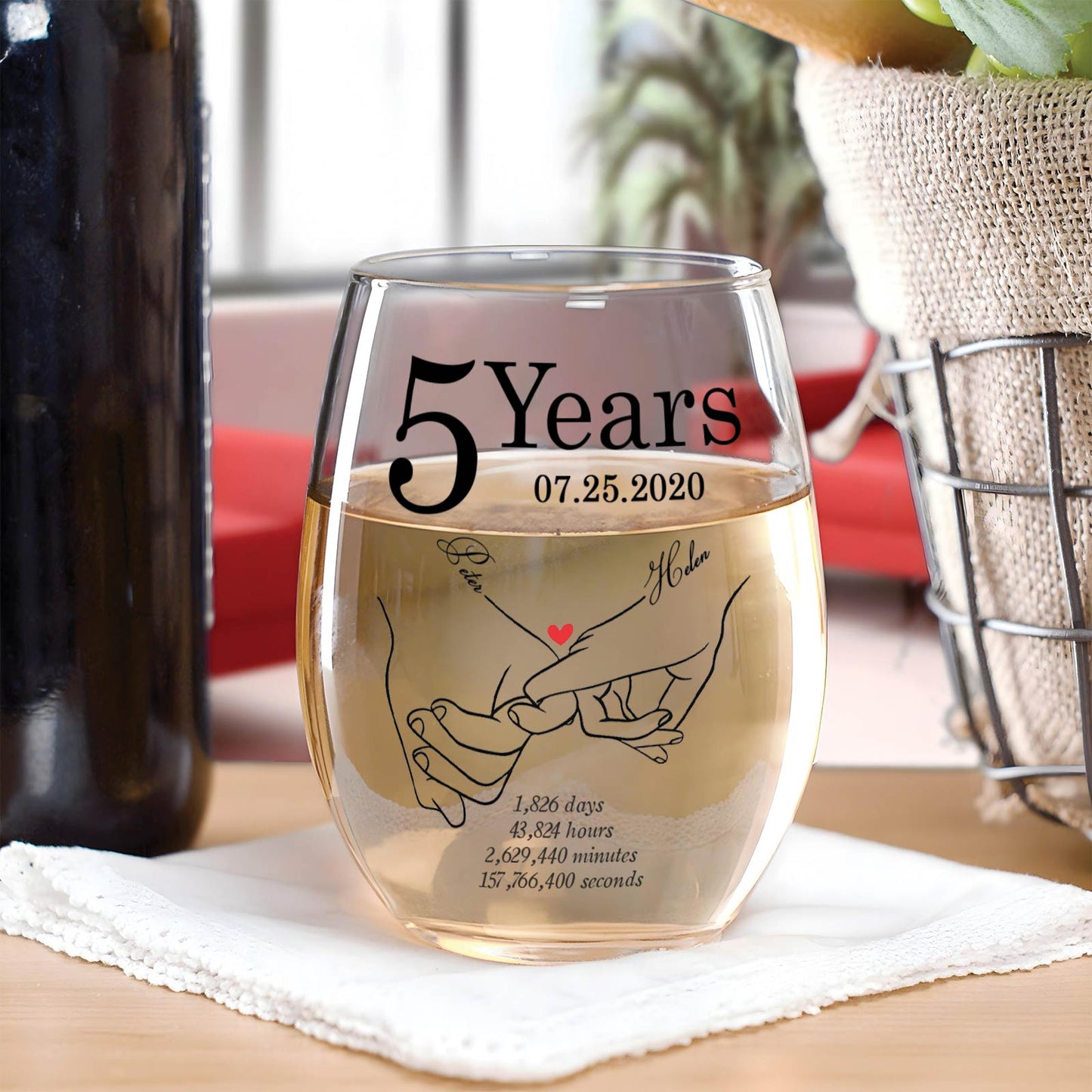 Couple - Gift For Couple - Personalized Anniversary Wine Glass