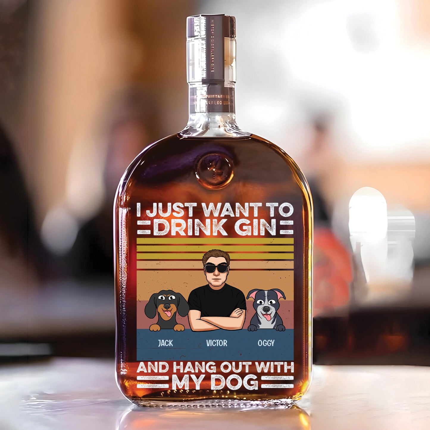 Pet Lover - I Just Want To Drink Bourbon - Personalized Whiskey Bottle