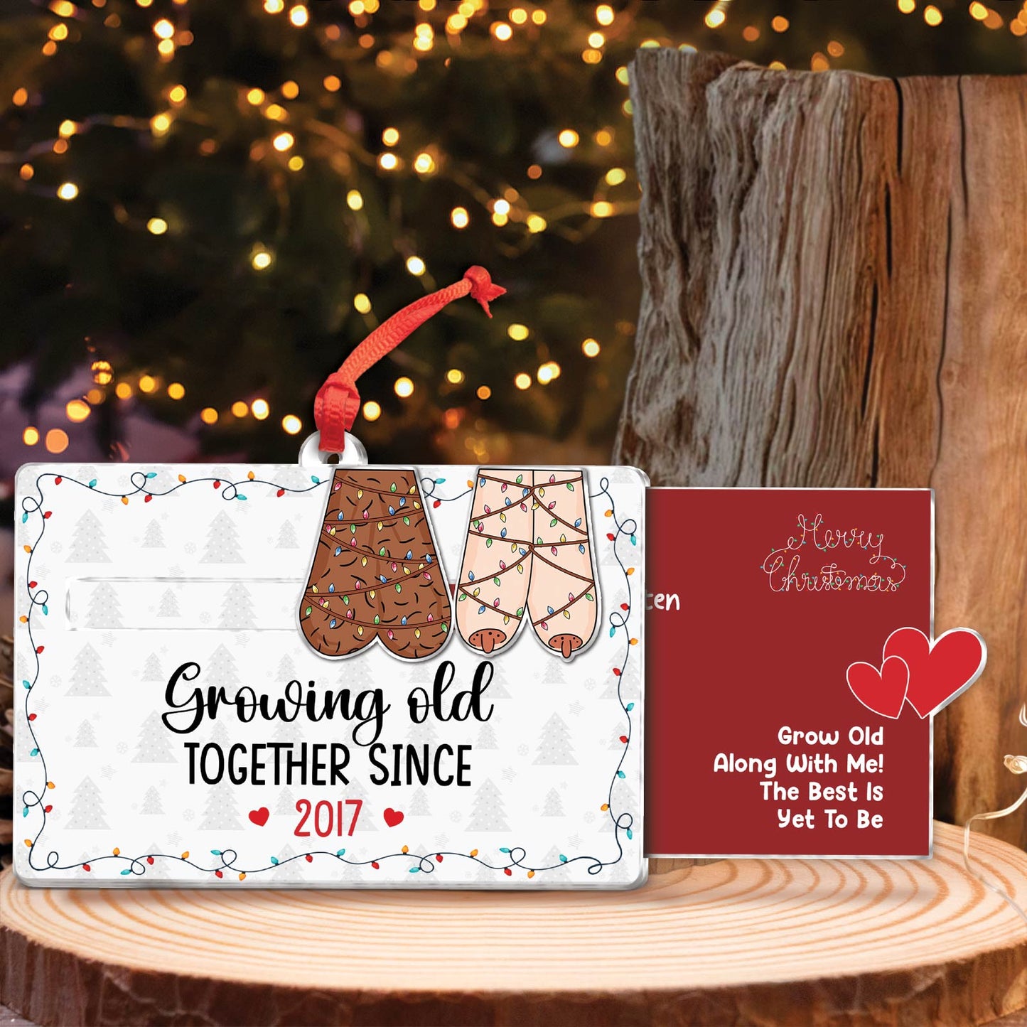 Couple - Growing Old Together Since - Personalized Acrylic Slider Ornament