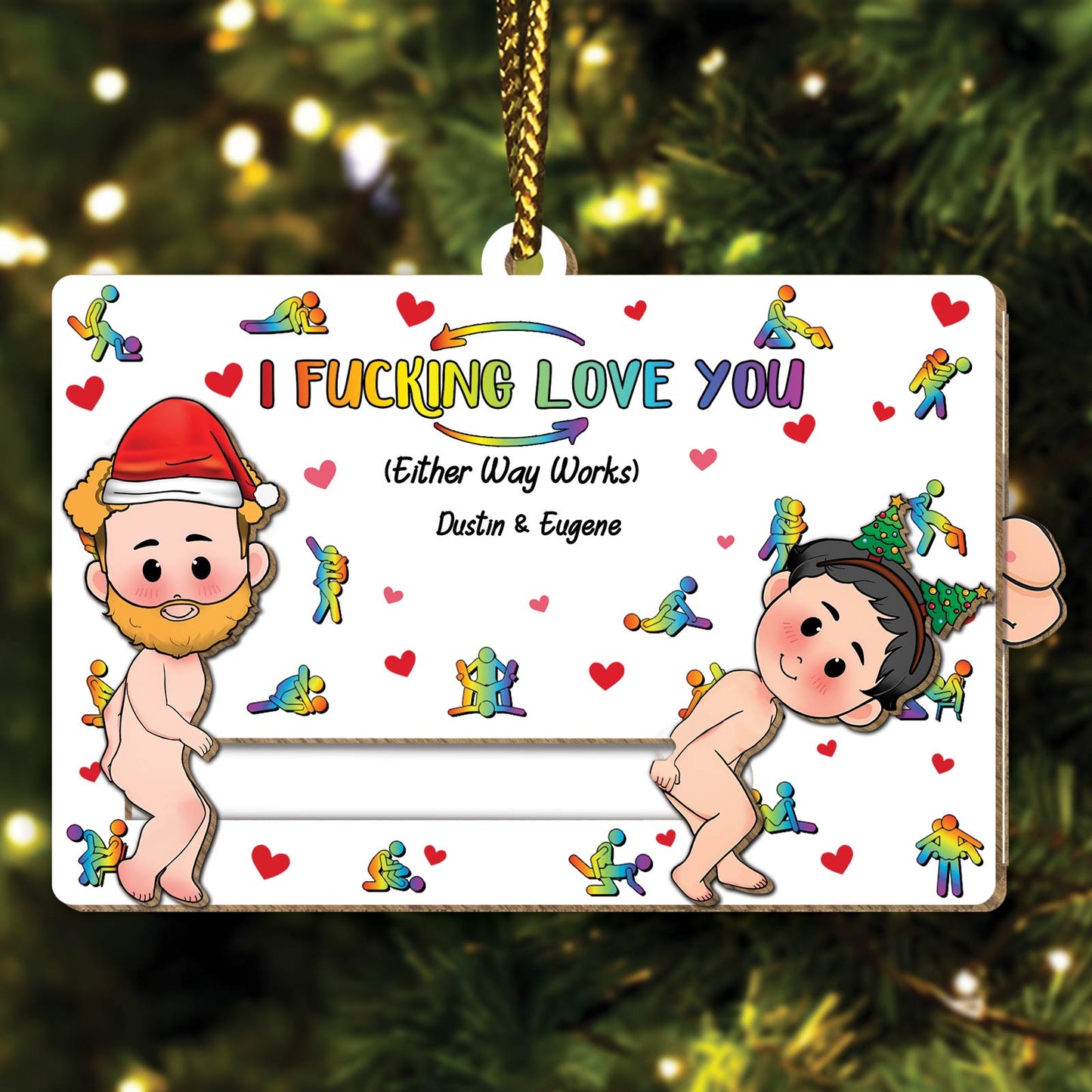 Couple - I Fucking Love You - Personalized Slider Ornament