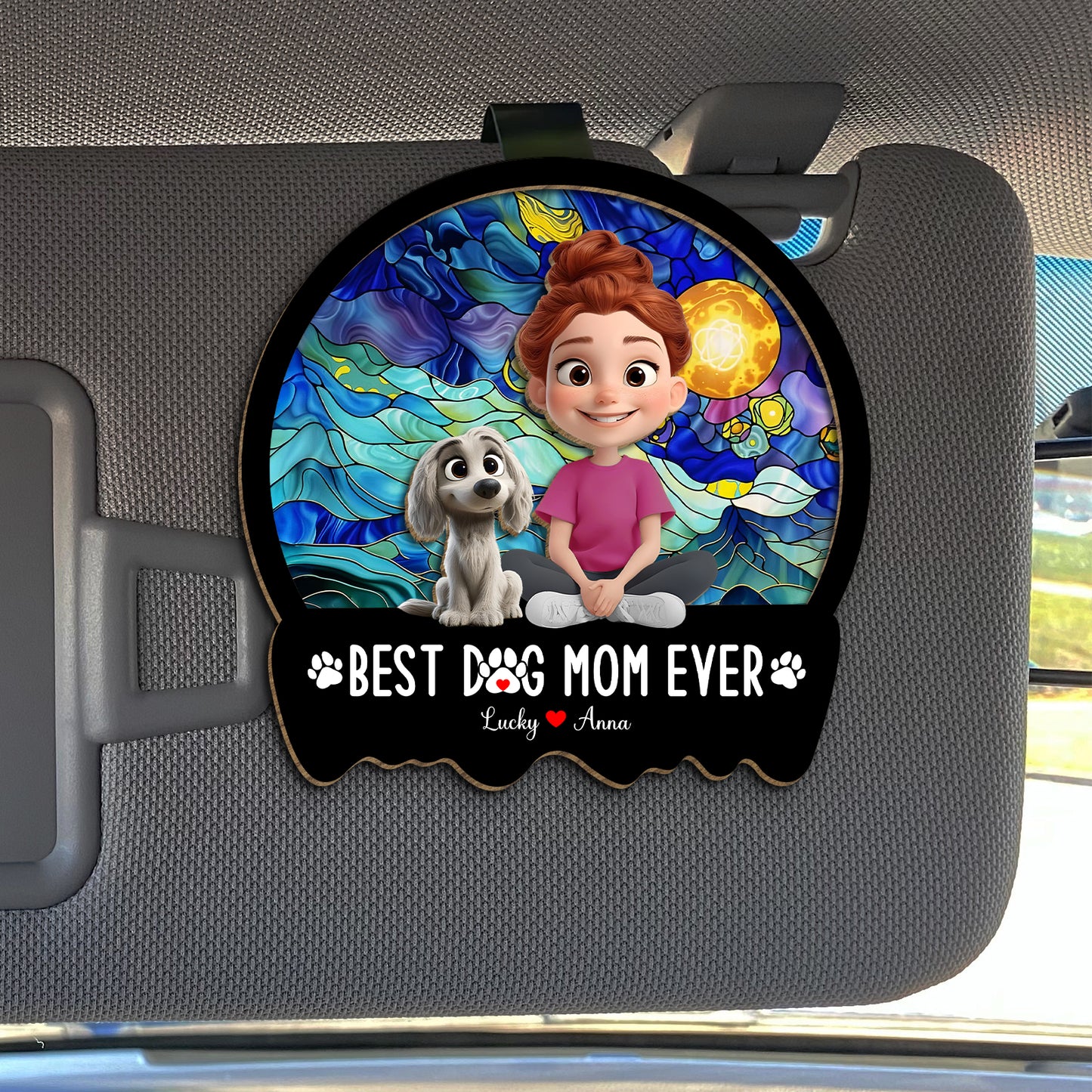 Pet Lover - Best Dog Mom Ever - Personalized Car Visor Clip