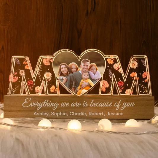 Mother - Everything We Are Is Because Of You - Personalized Led Night Light