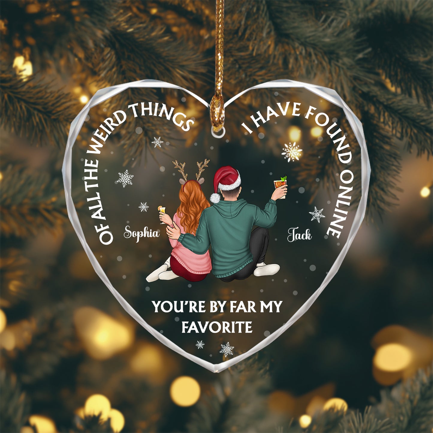 Couple - Of All The Weird Things - Personalized Custom Shaped Glass Ornament