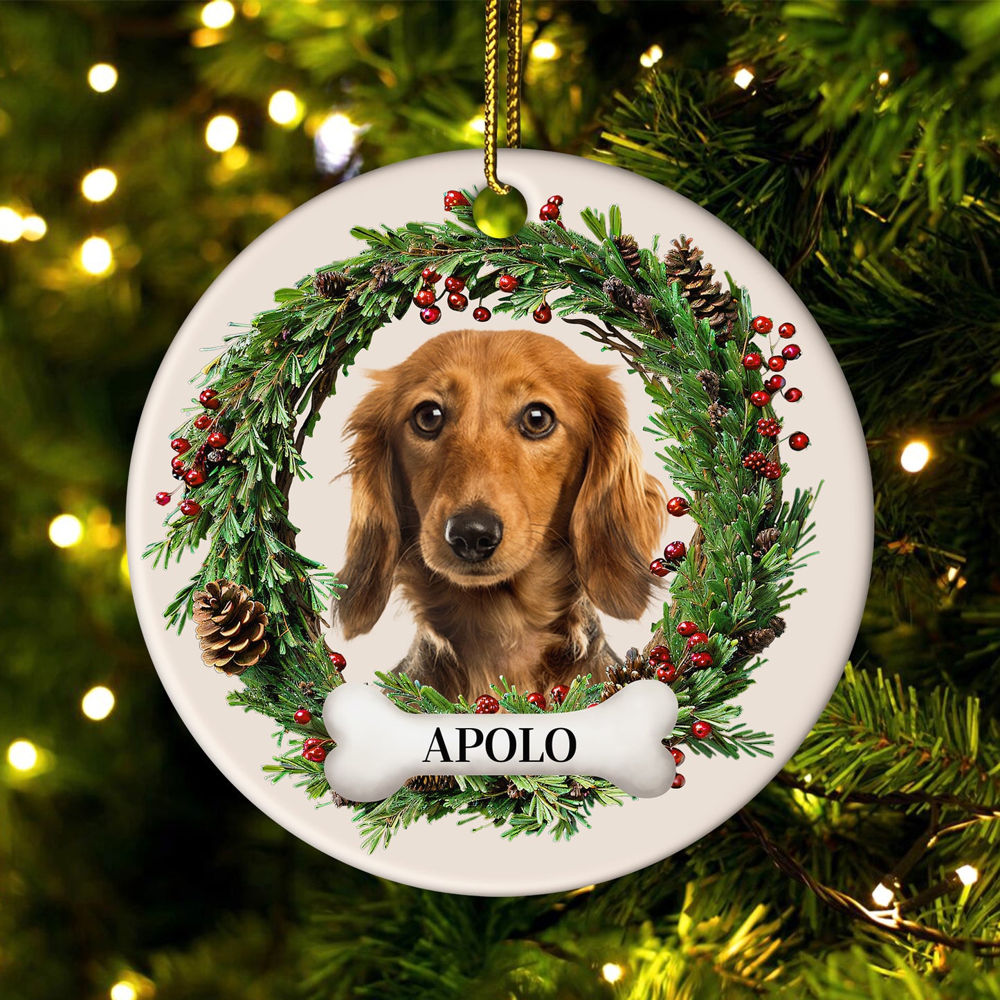 Pet Lovers - Custom Photo Lovely Pet Face - Personalized Circle Ceramic Ornament