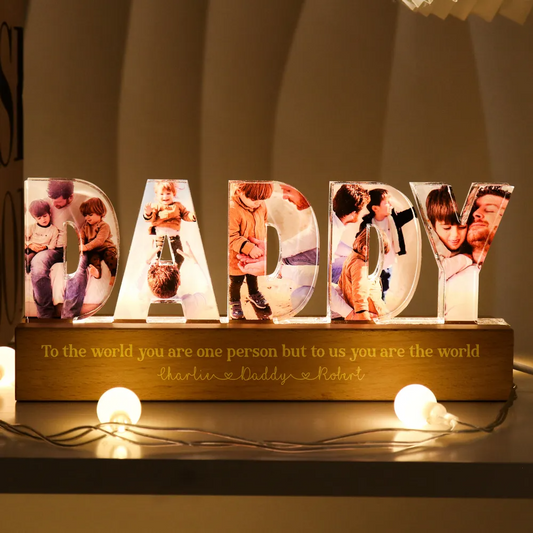 Family - Daddy To Us You Are The World - Personalized LED Light