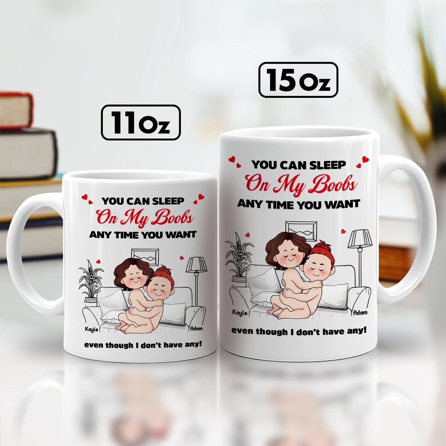 Couple - You Can Sleep On My Boobs - Personalized Mug