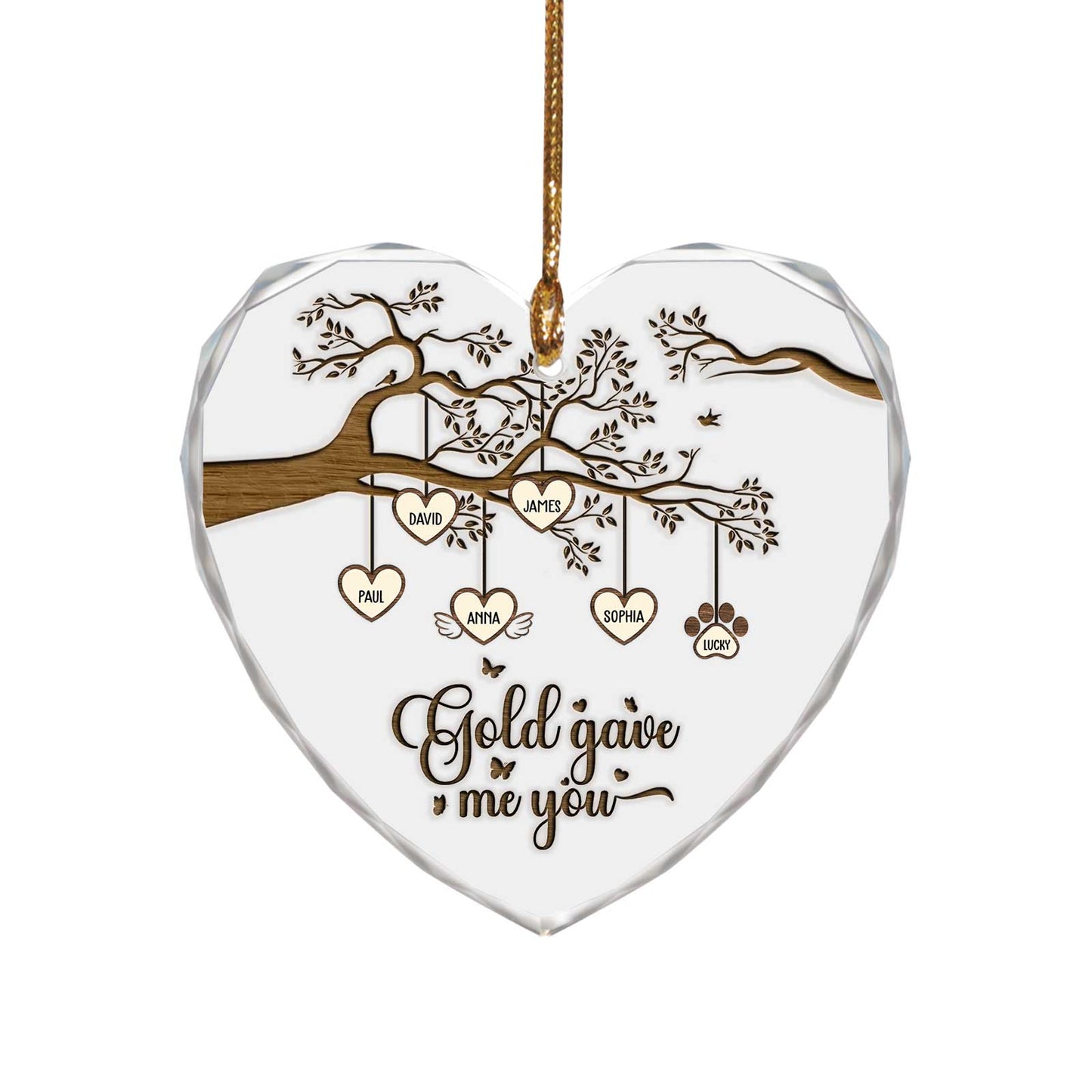 Family - Gold Gave Me You - Personalized Glass Ornament