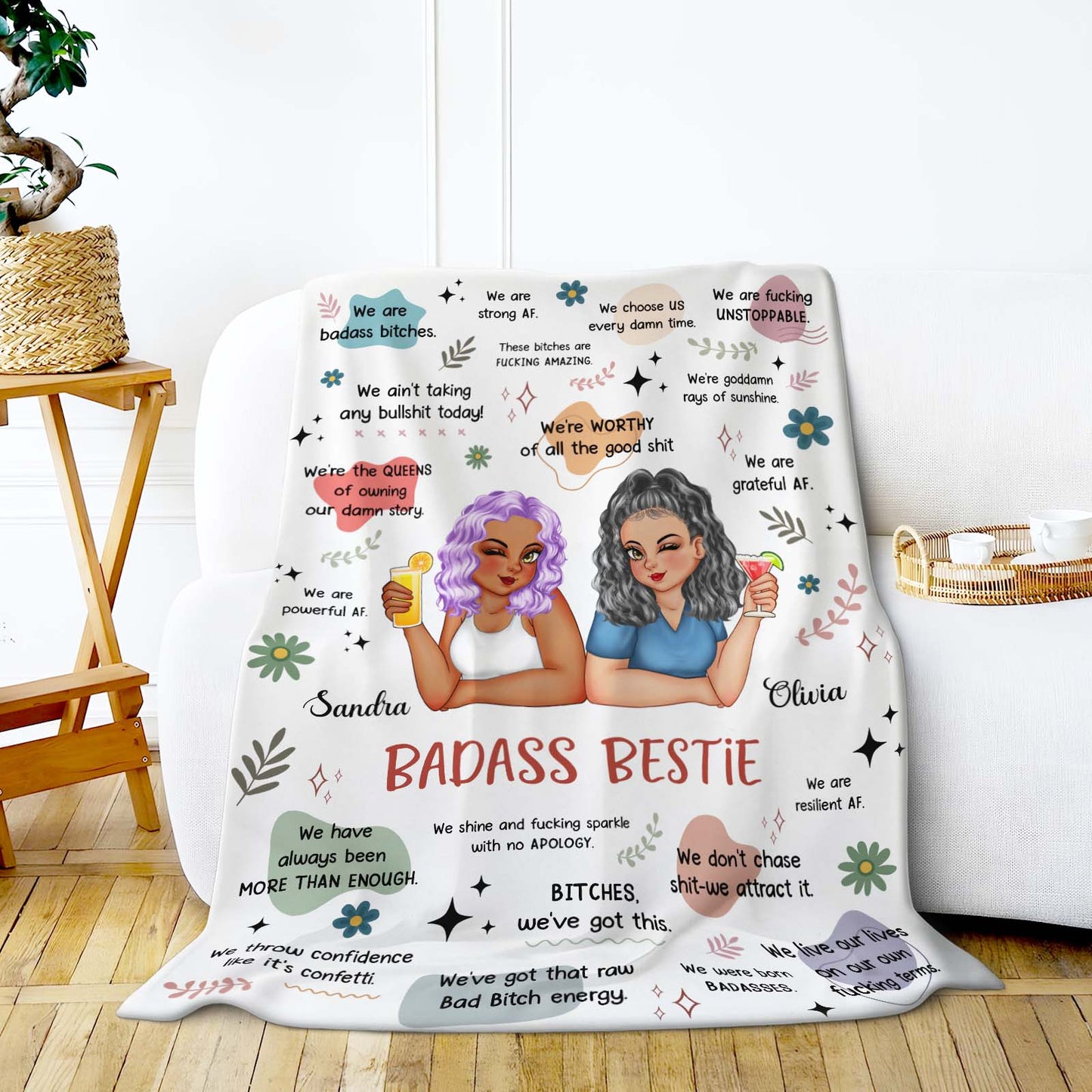 Besties - Bad B*tch - Personalized Blanket