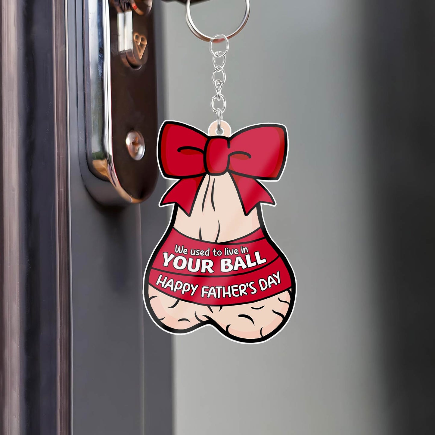 Father - We Used To Live In Your Ball, Happy Father’s Day - Personalized Shaking Keychain