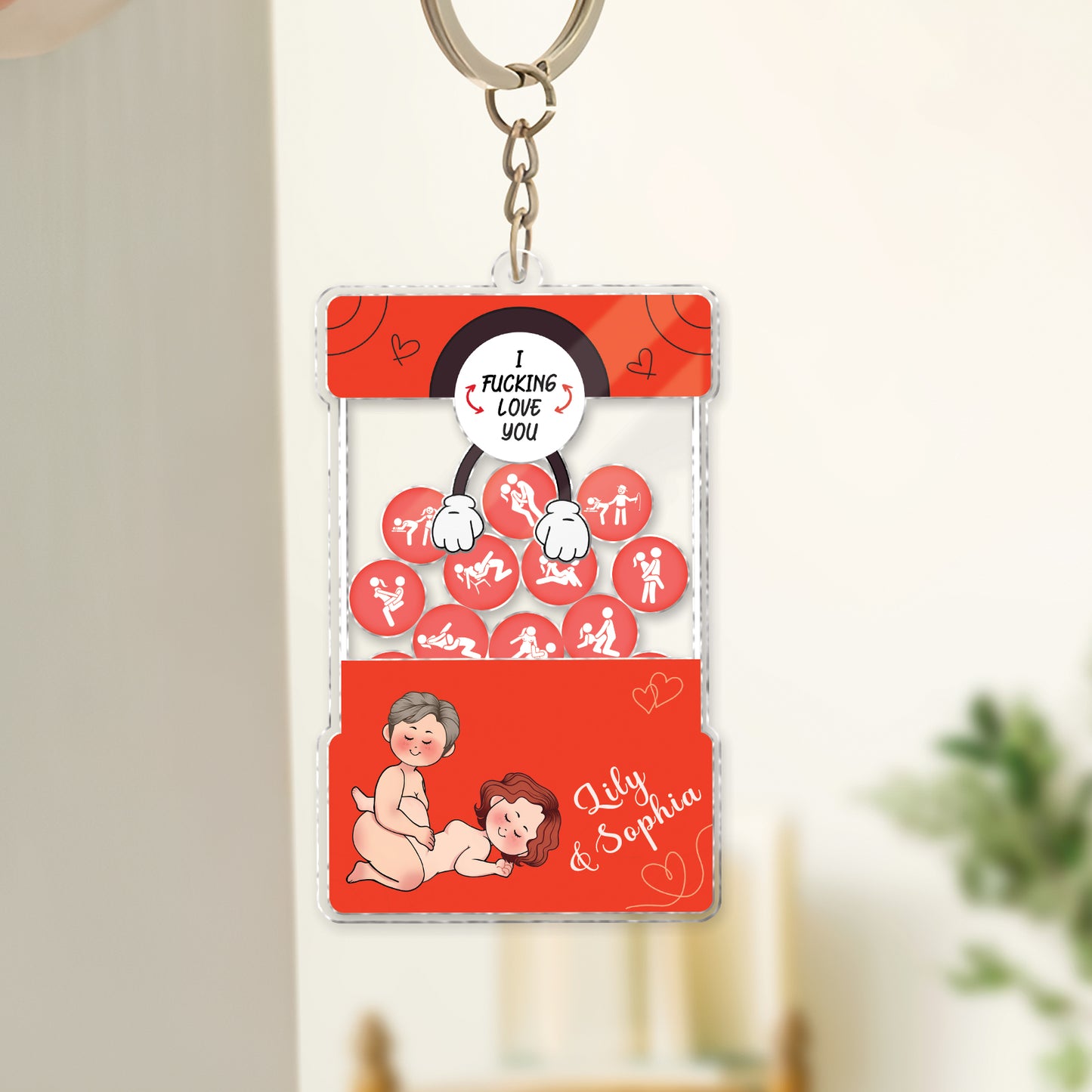 Couple - I Fucking Love You - Personalized Shaking Keychain