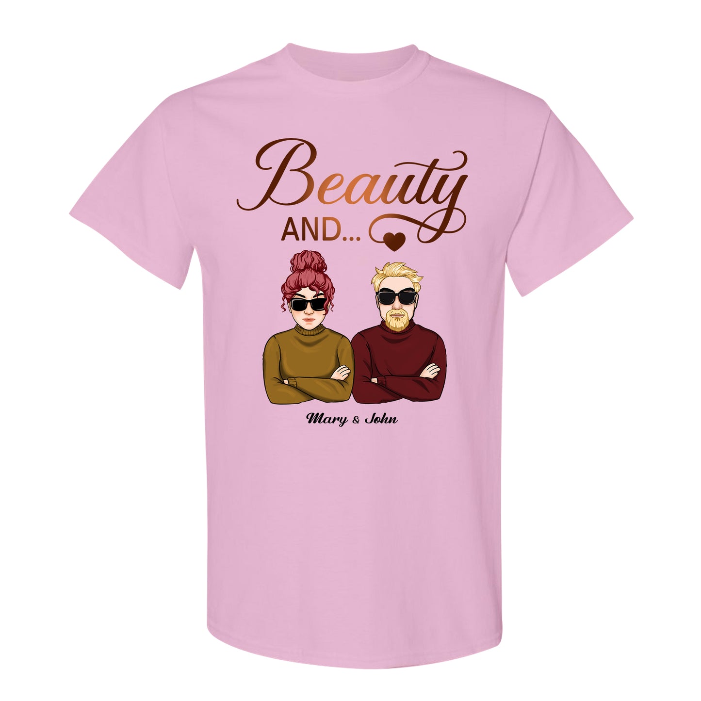 Couple - Beauty And The Beard - Personalized T-Shirt