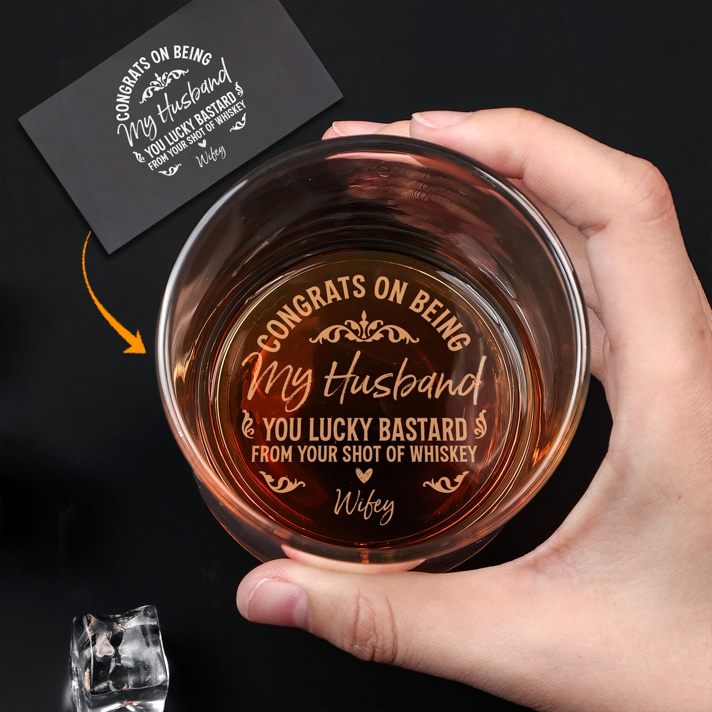 Family - Congrats On Being My Husband - Personalized Whiskey Glass