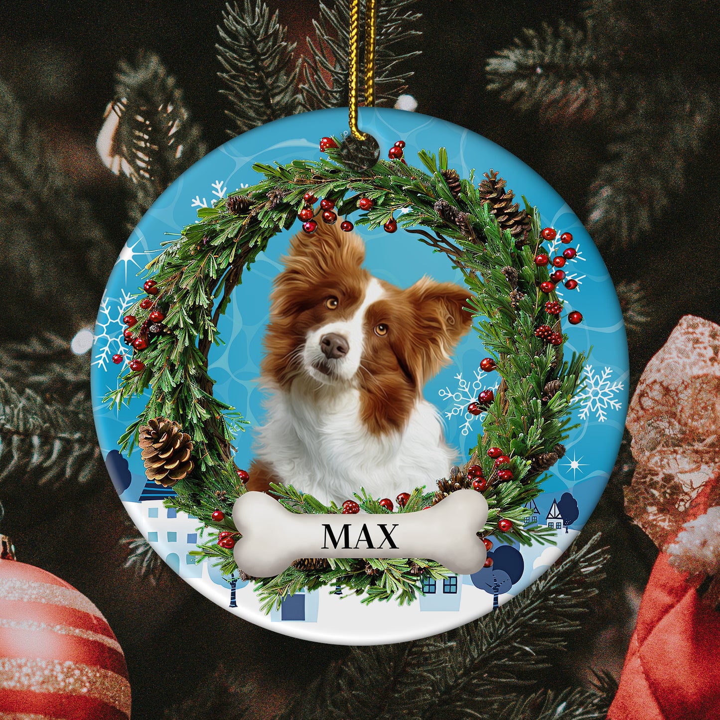 Pet Lovers - Custom Photo Lovely Pet Face - Personalized Circle Ceramic Ornament