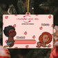 Couple - Naughty Couple With Peach - Personalized Wooden Slider Ornament