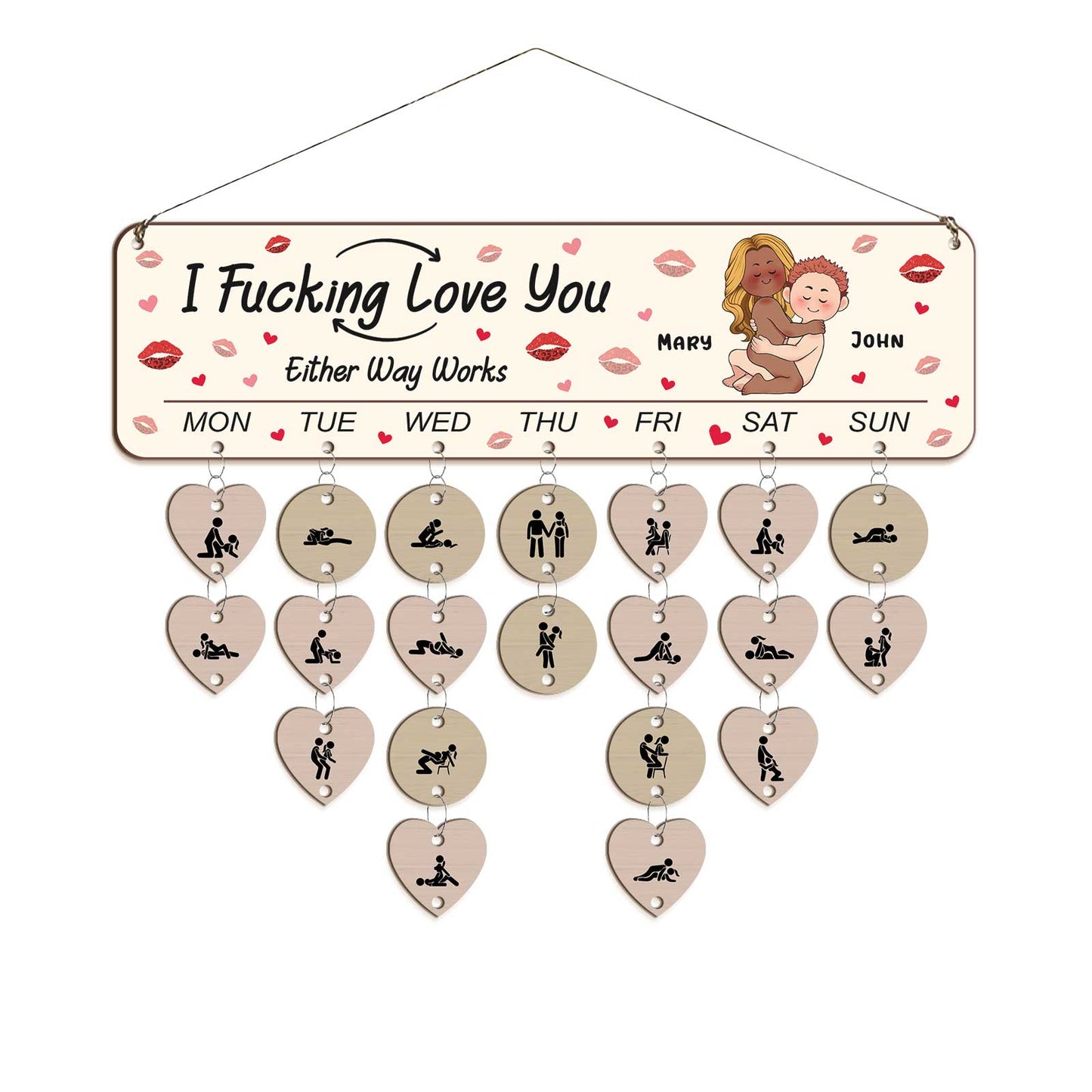 Couple - I Fucking Love You - Personalized Calendar Board Wall Hanging