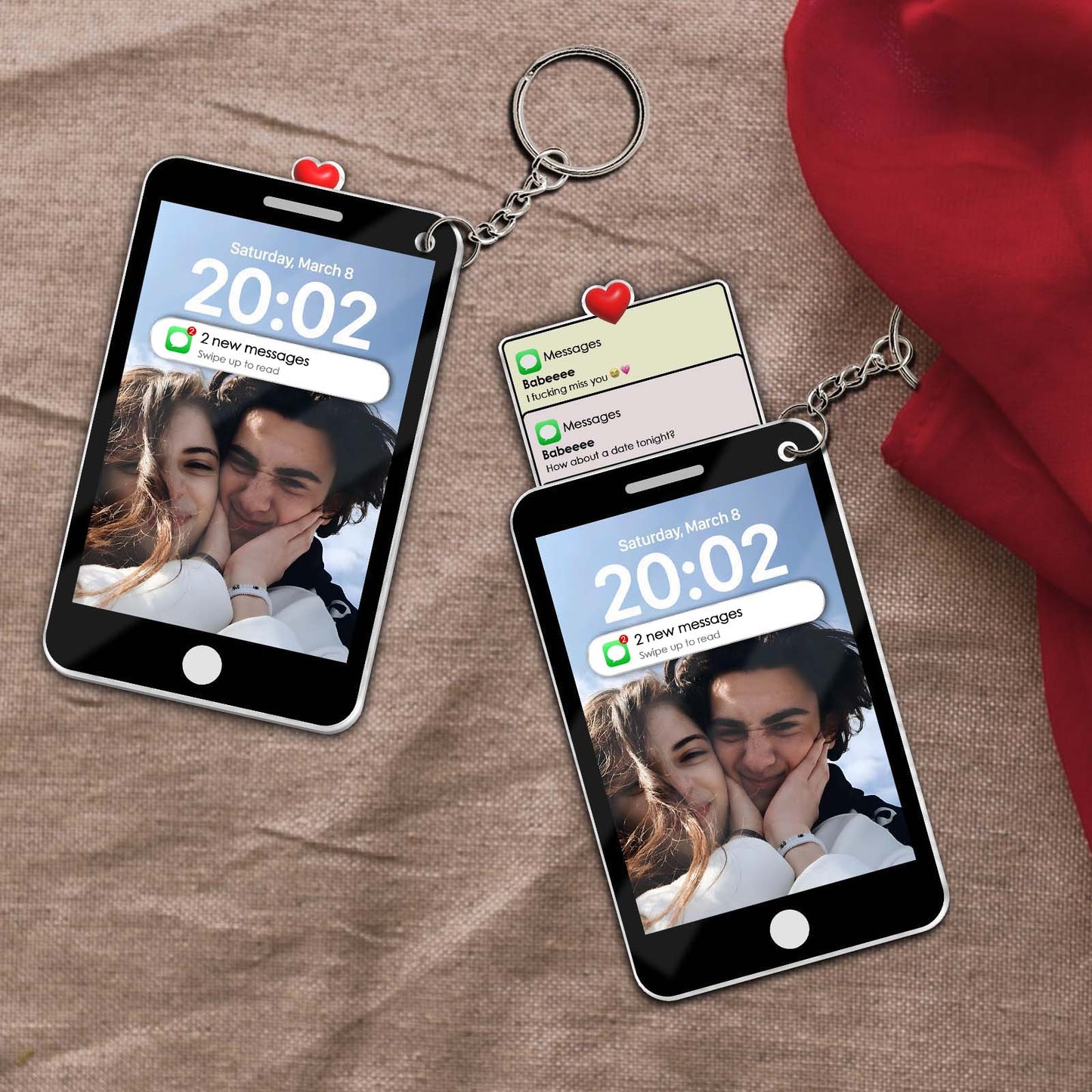 Couple - Love Messages - Personalized Acrylic Slider Card Keychain