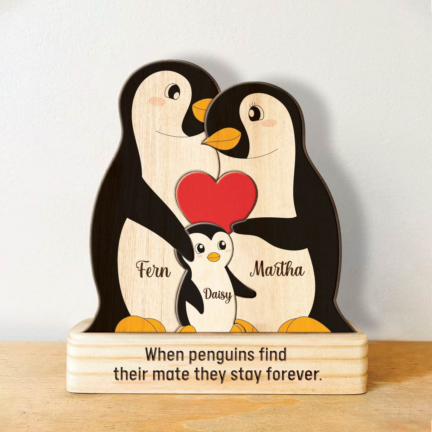 Family - Eternal Love Of Ours - Personalized Wooden Penguin Puzzle