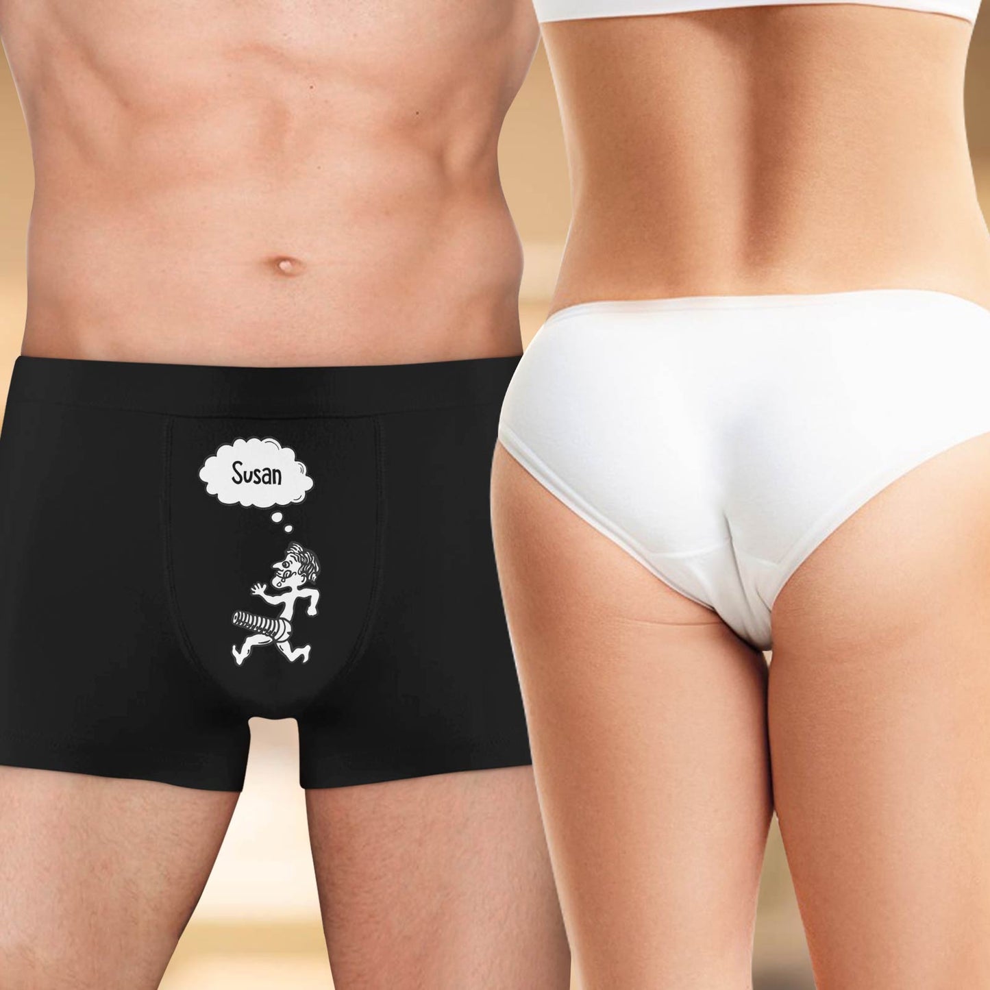 Couple - Funny Love Chase - Boxer & Woman's Underwear