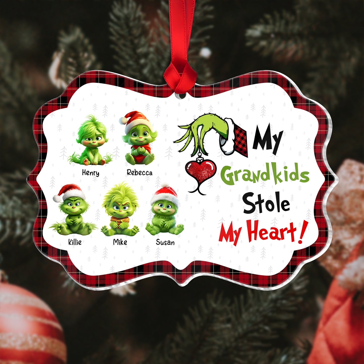 Family - My Grandkids Stole My Heart - Personalized Acrylic Ornament