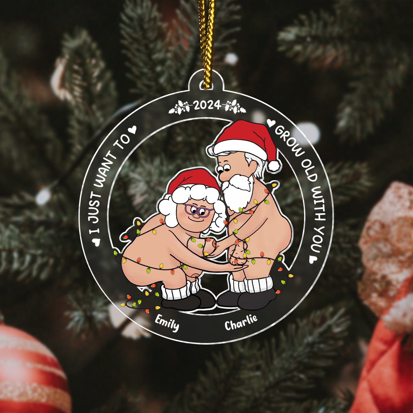 Couple - I Just Want To Grow Old With You - Personalized Circle Ornament