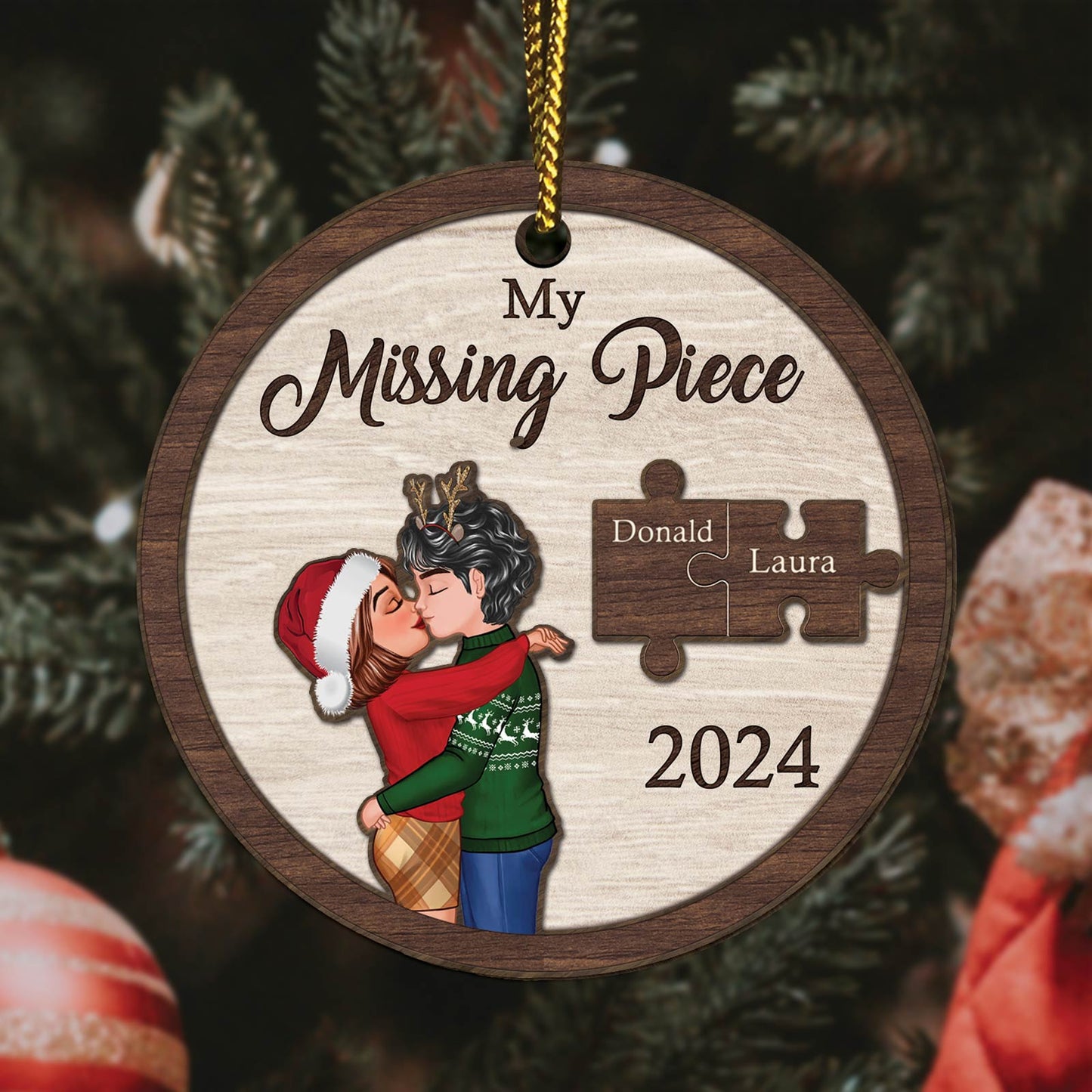 Couple - My Missing Piece - Personalized Circle Ornament