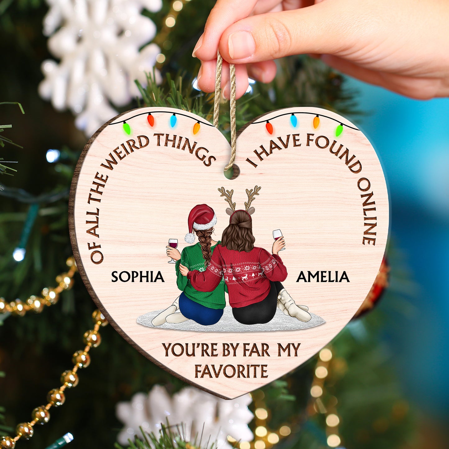 Couple - Of All The Weird Things - Personalized Custom Shaped Wooden Ornament