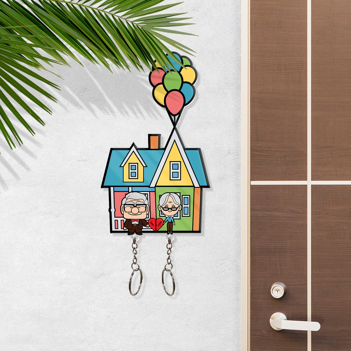 Couple - Cute Cartoon Couple - Personalized Key Hanger And Keychain