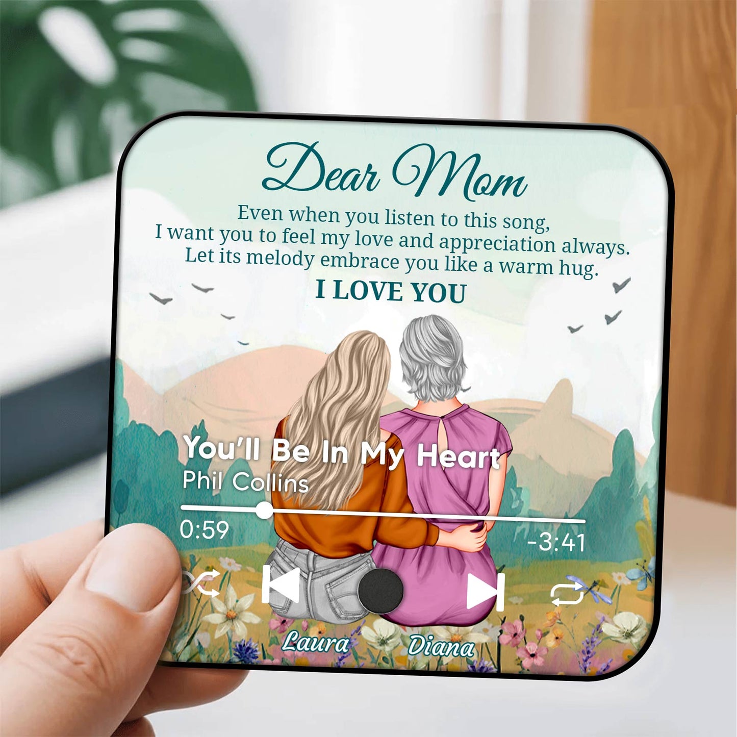 Mom - Dear Mom I Love You - Personalized Music Refrigerator Magnet