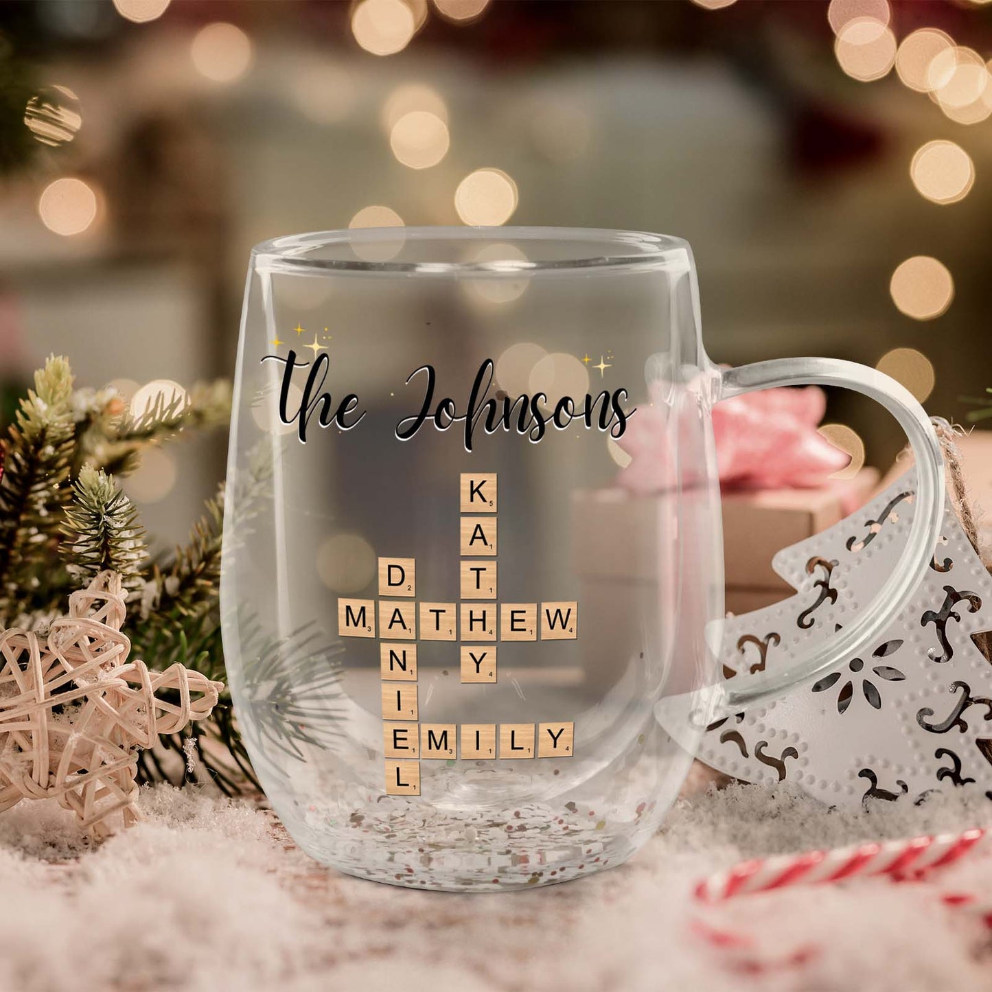 Family - Personalized Crossword Double Walled Glass Mug