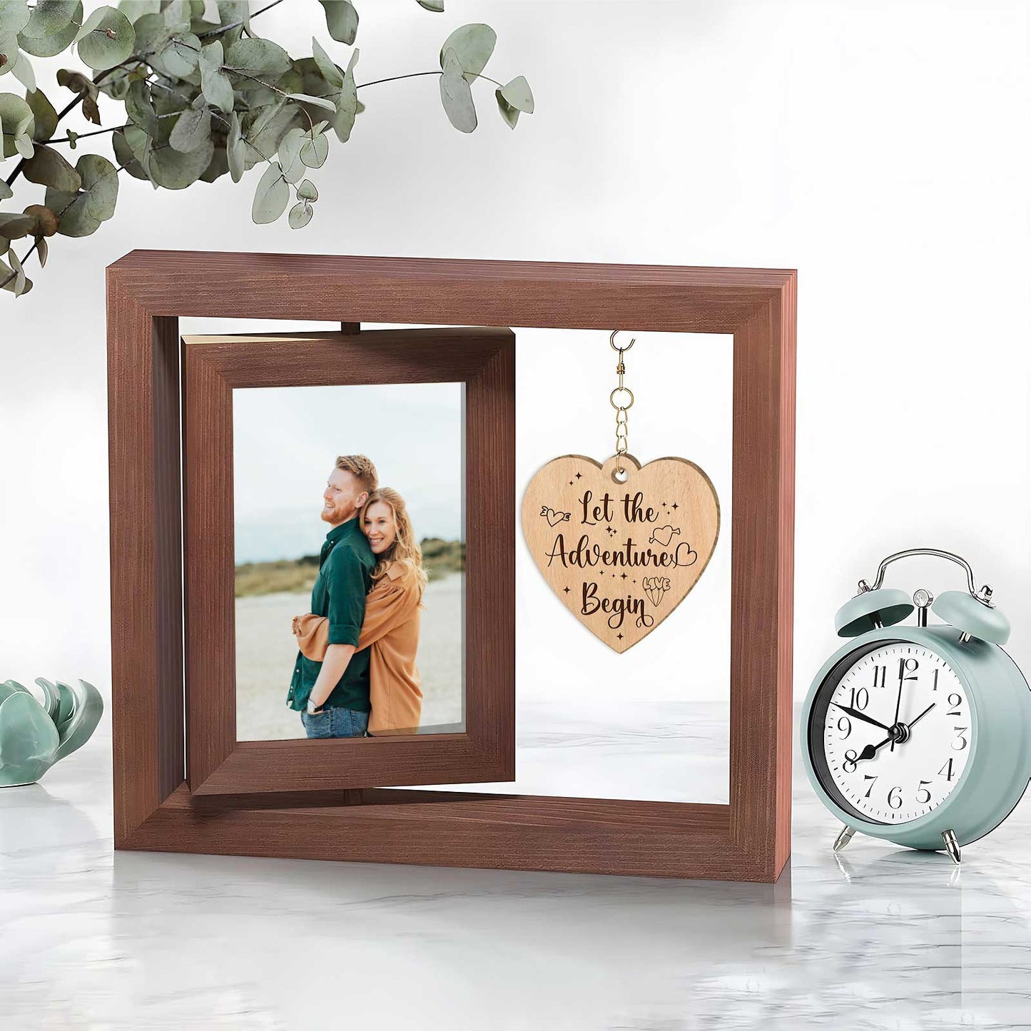 Couple - Let The Adventure Begin - Personalized Rotating Floating Picture Frame