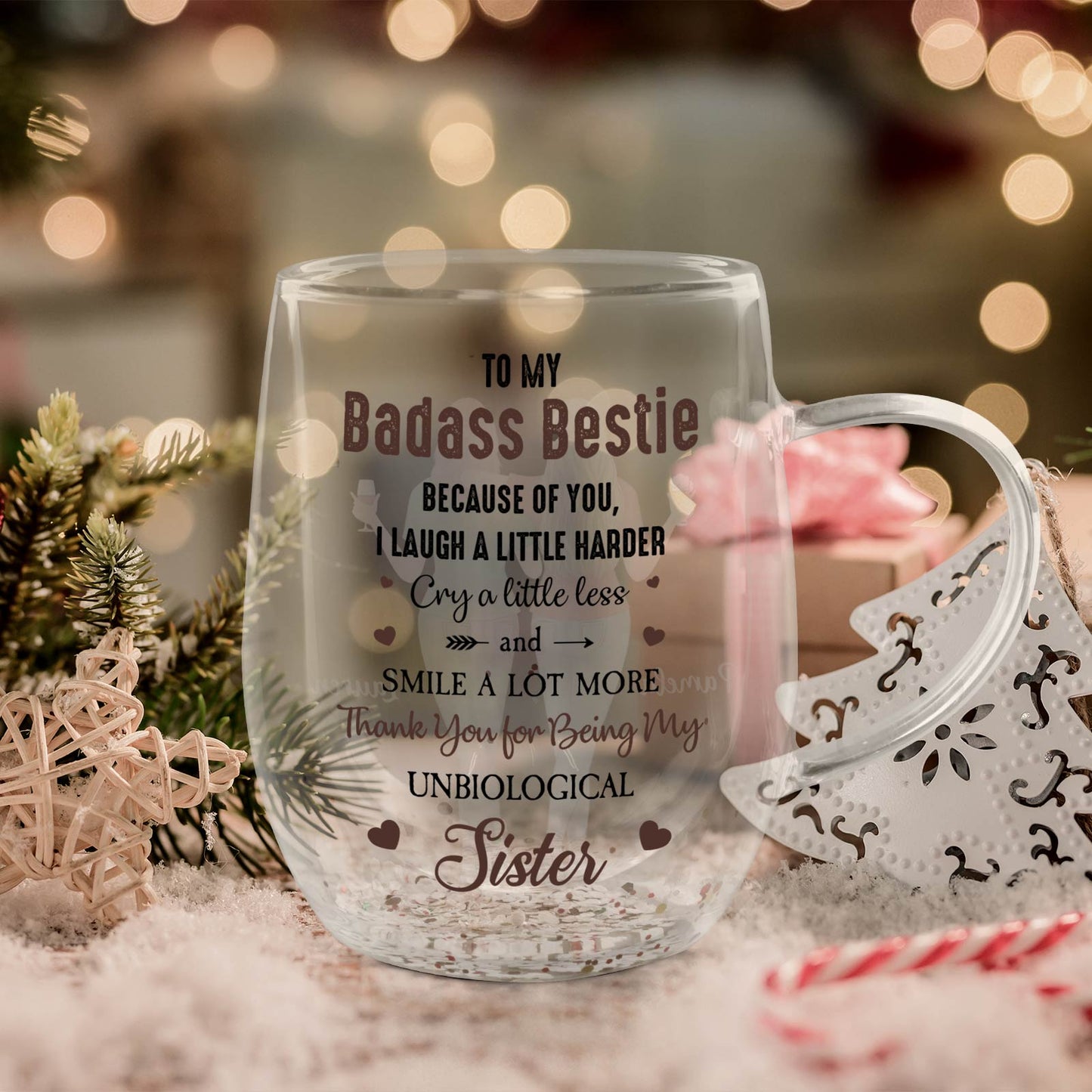 Bestie - To My Badass Bestie - Personalized Double Walled Glass Mug