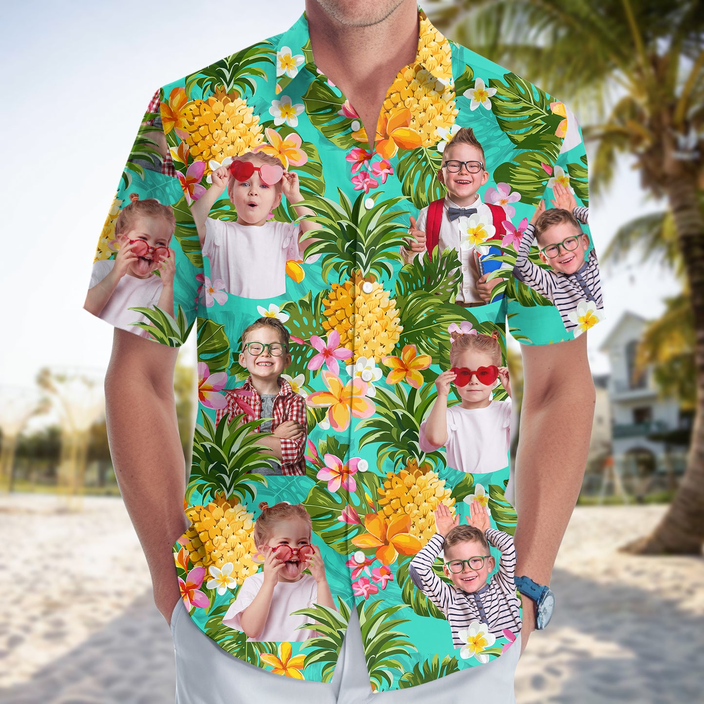 Custom Shirt – Pineapples and Leaves Linen Shirt