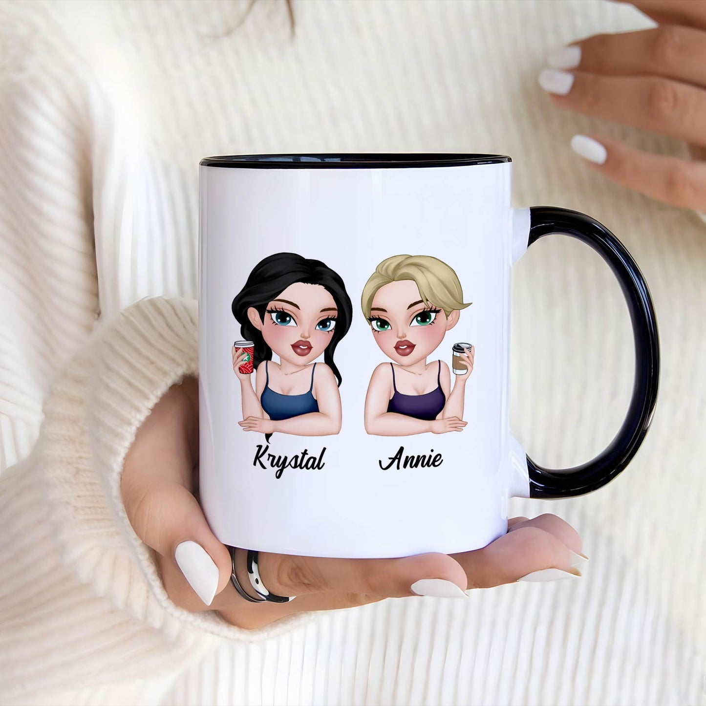 Besties - I’d Slap A Bitch For You (Plus Pull Hair) - Personalized Accent Mug