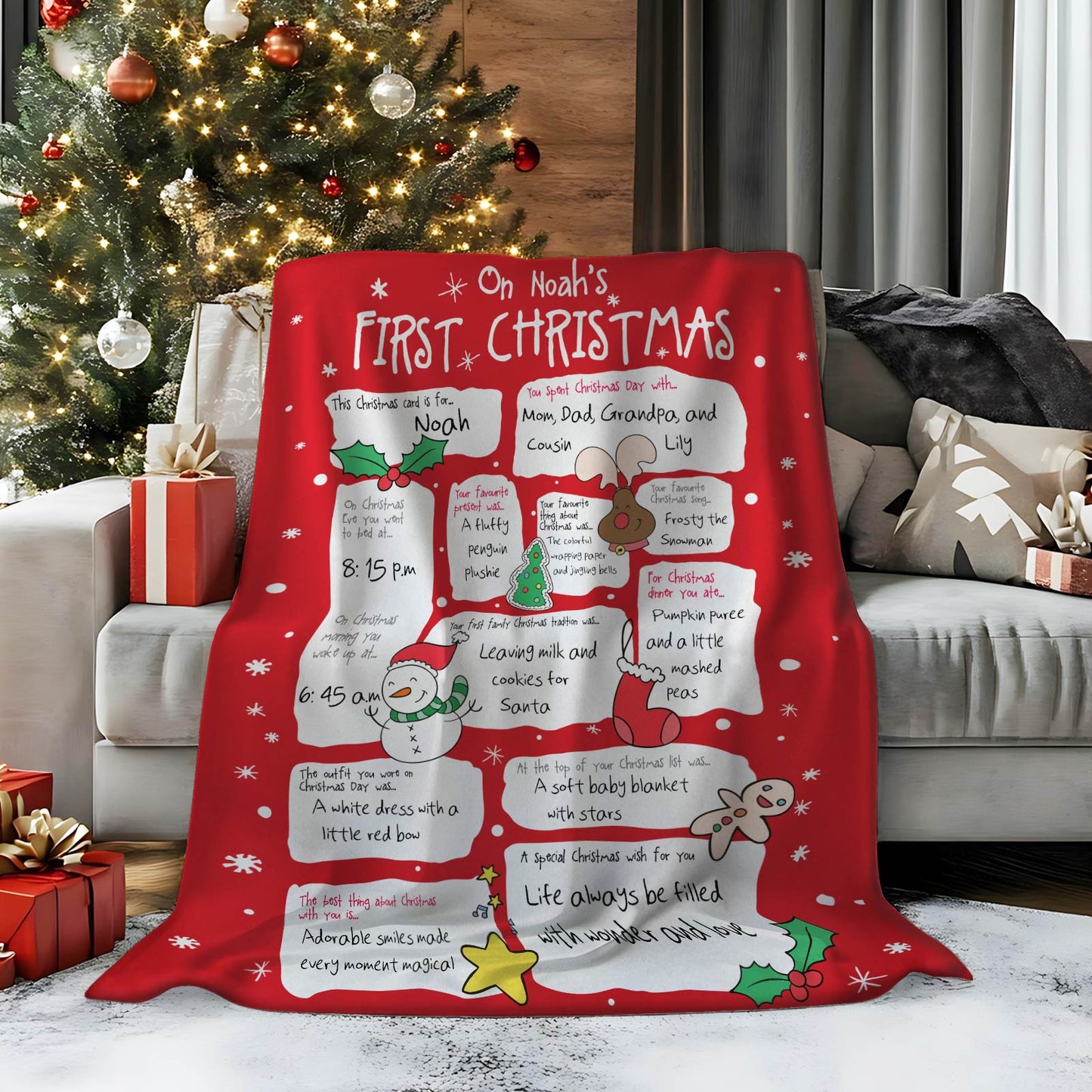 Family - On Baby First Christmas  - Personalized Blanket