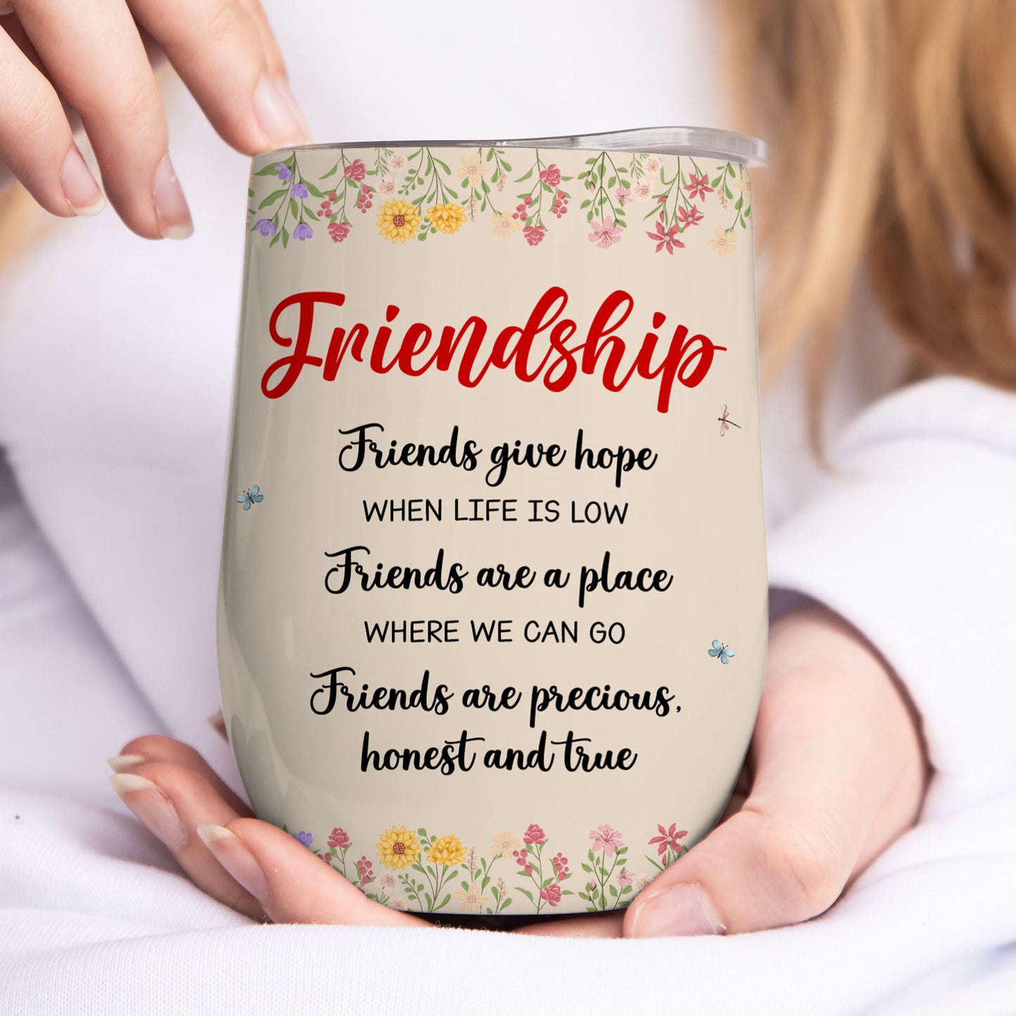 Besties - Friends Give Hope When Life Is Low - Personalized Wine Tumbler