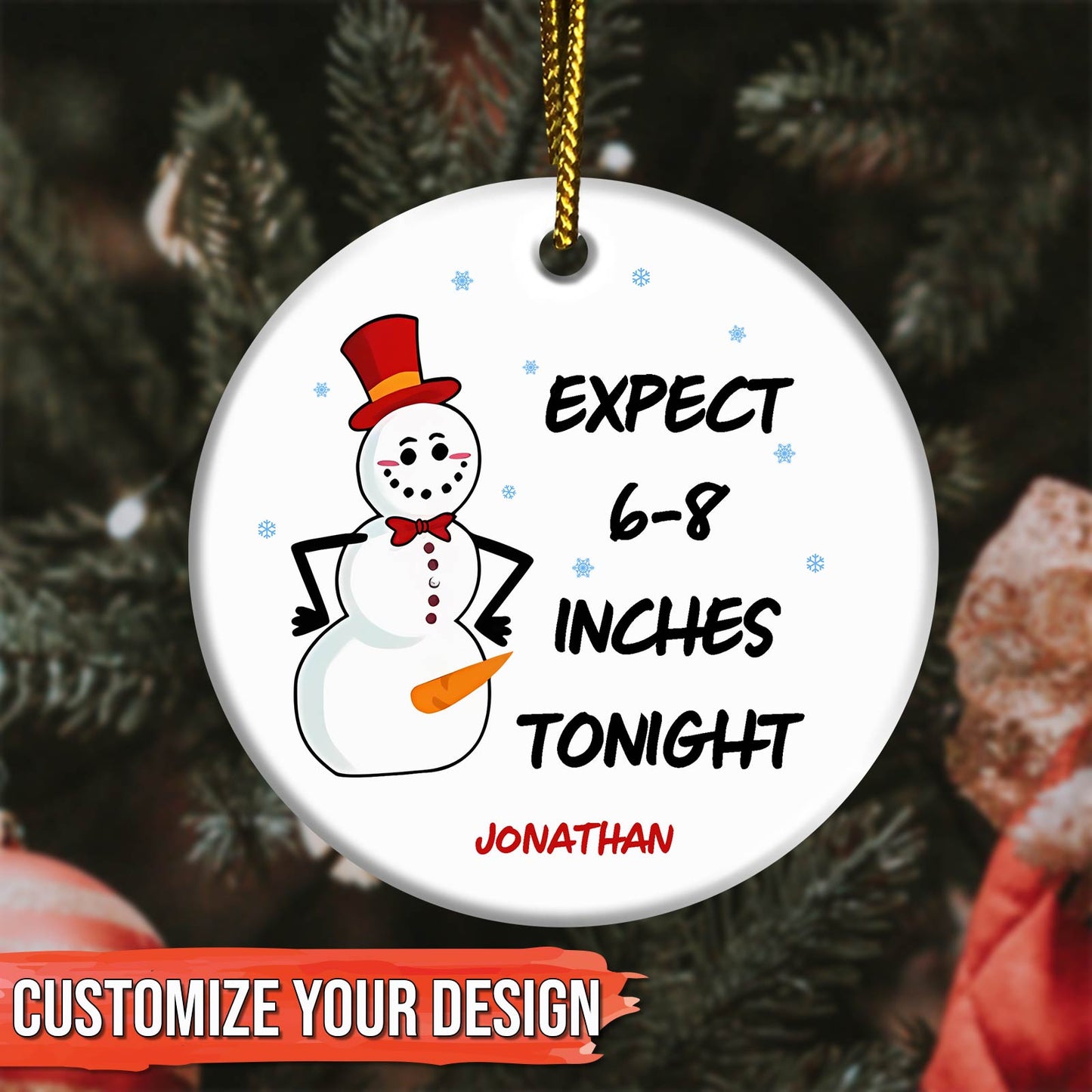 Couple - Expect "" Inches Tonight - Personalized Christmas Tree Decoration Ceramic Ornament