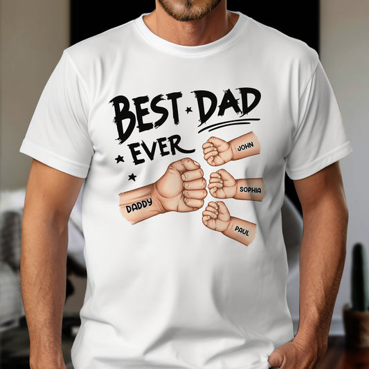 Father - Best Dad Grandpa Ever Fist Bump - Personalized Shirt