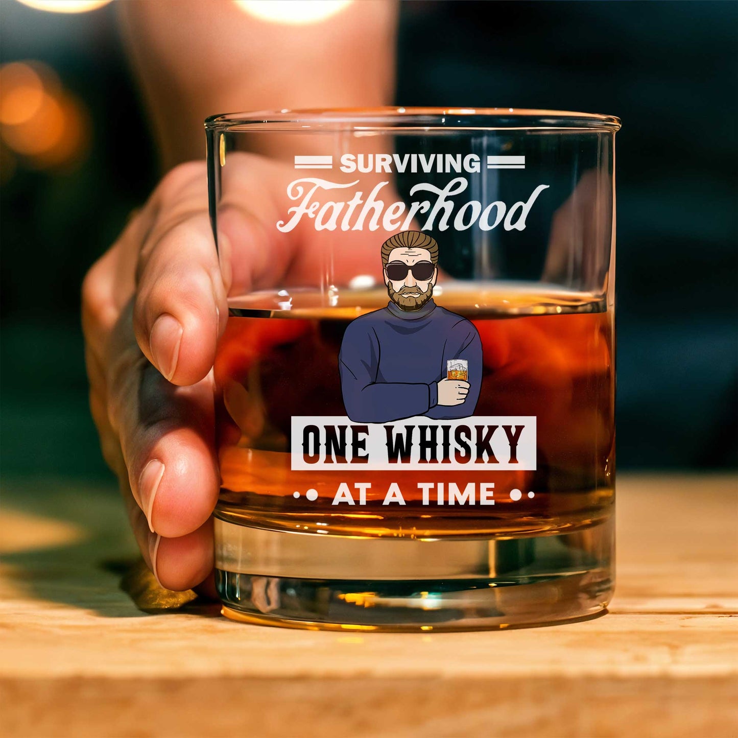 Father - Fatherhood - Personalized Beer Glass & Whiskey Glass