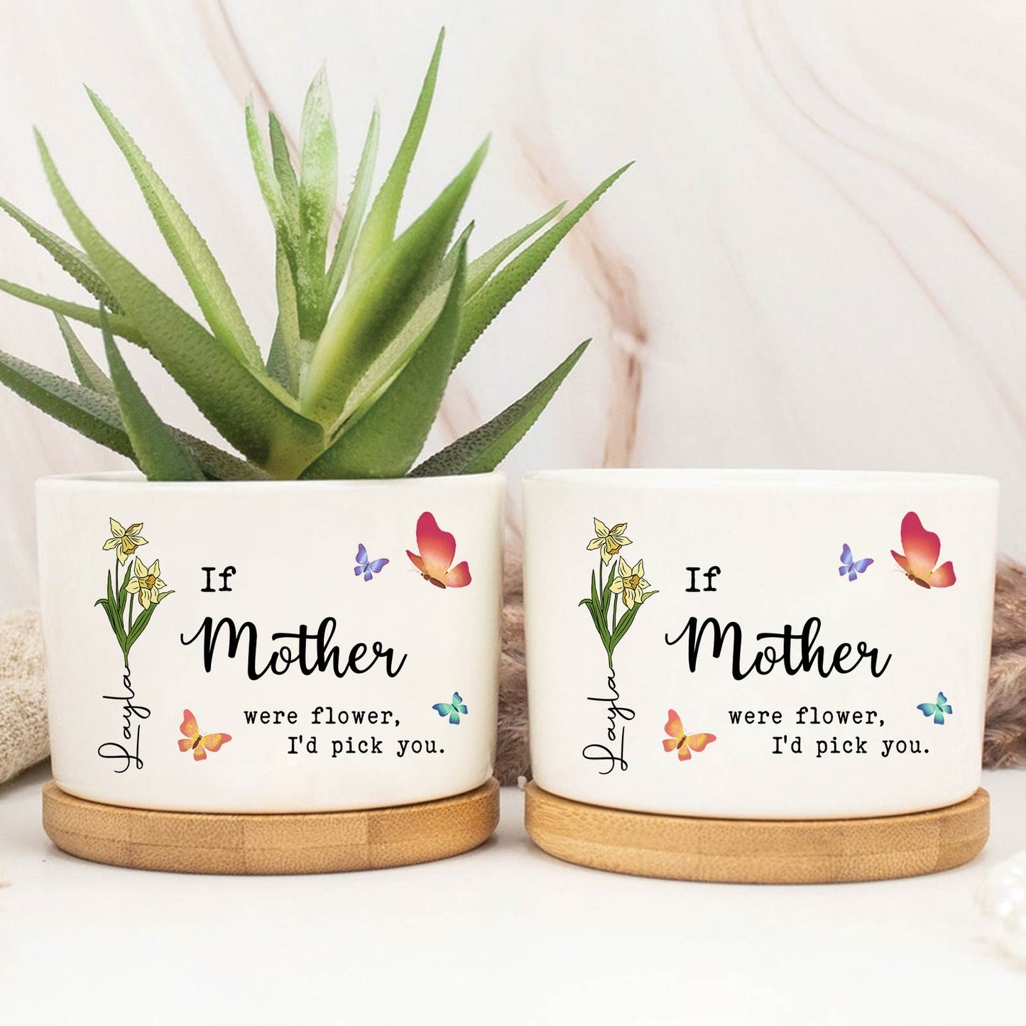 Family - If Mother Were Flower, I'd Pick You - Personalized Plant Pot