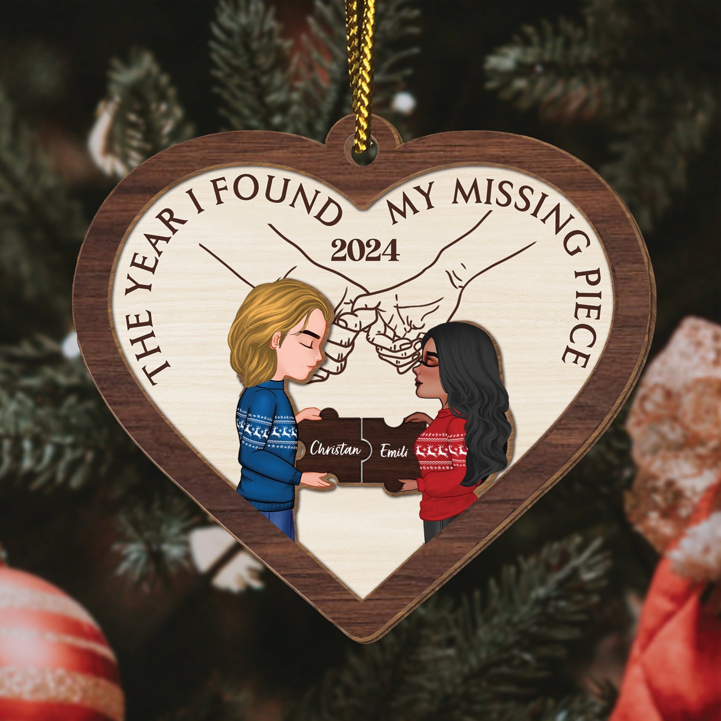 Couple - My Missing Piece - Personalized Heart Shape Ornament