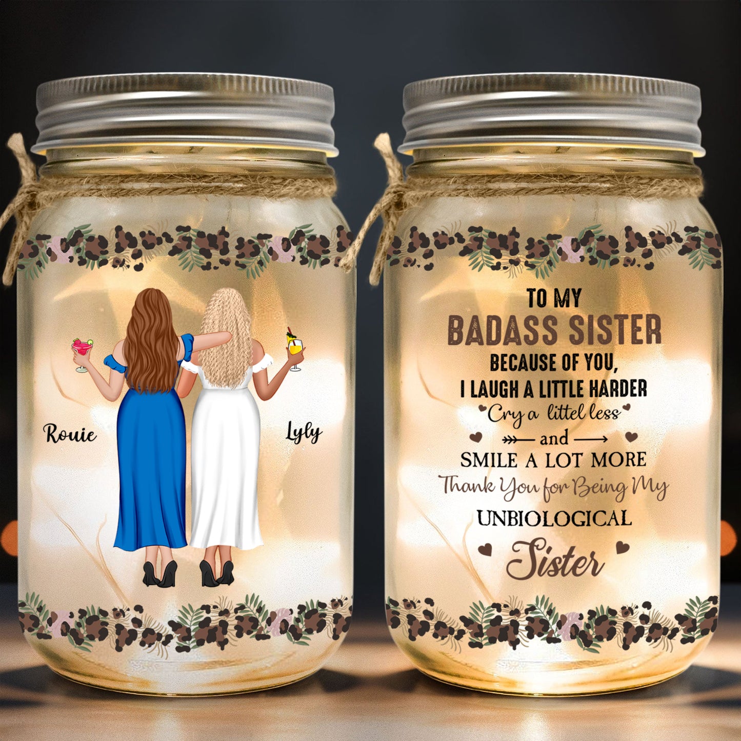 Bestie - To My Badass Bestie - Personalized Jar Night Light