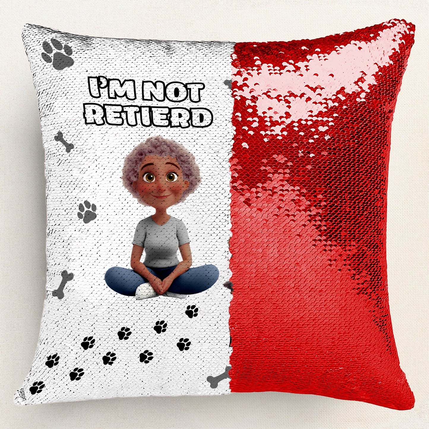 Pet Lover - I'm A Full-time Dog Mom - Personalized Sequin Pillow