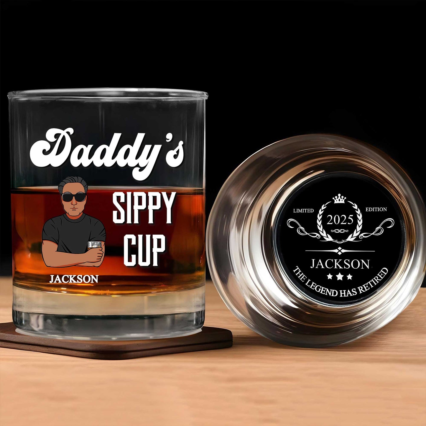 Retirement Gifts - Daddy's Sippy Cup - Personalized Whiskey Glass