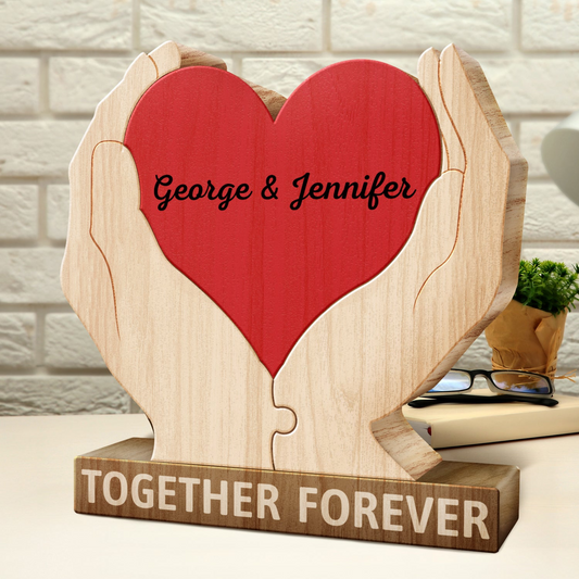 Family - Together Forever Family Hands - Personalized Custom Shaped Wooden Puzzle