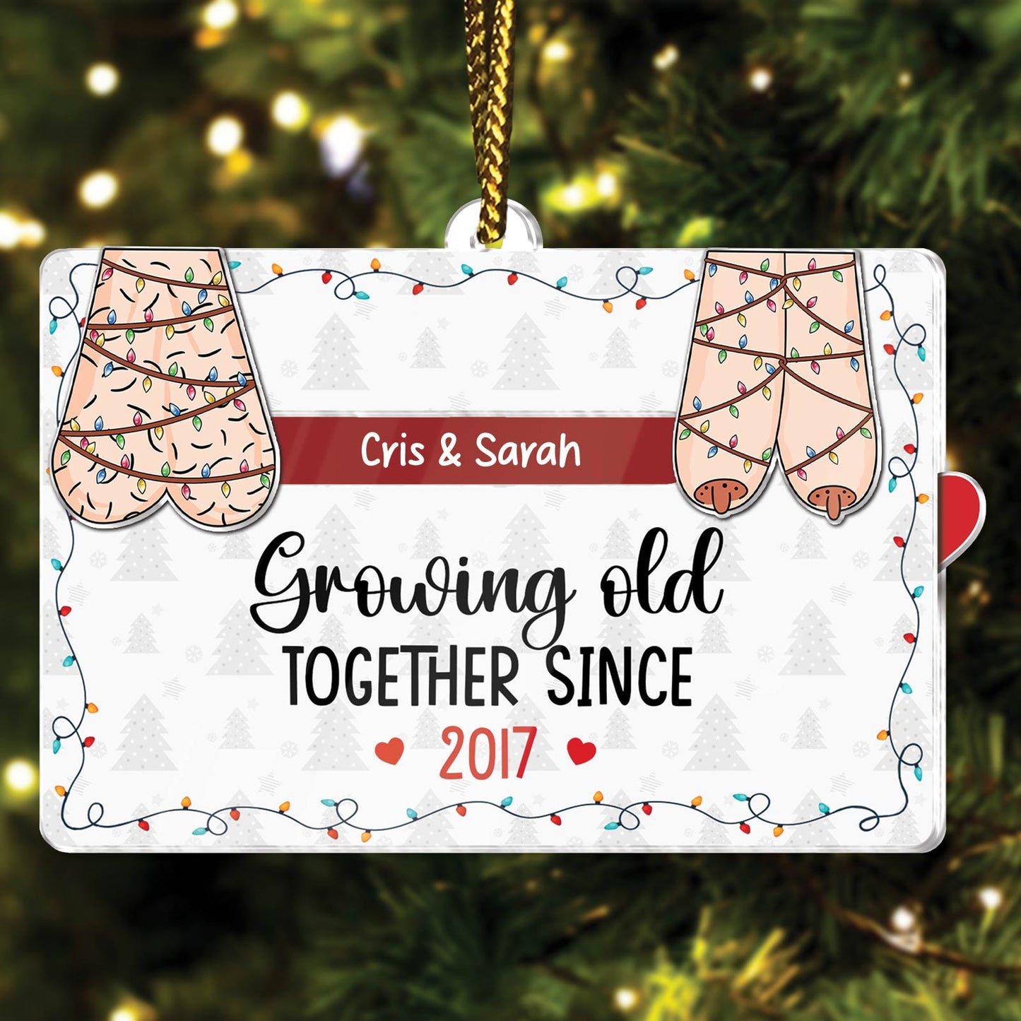 Couple - Growing Old Together Since - Personalized Acrylic Slider Ornament