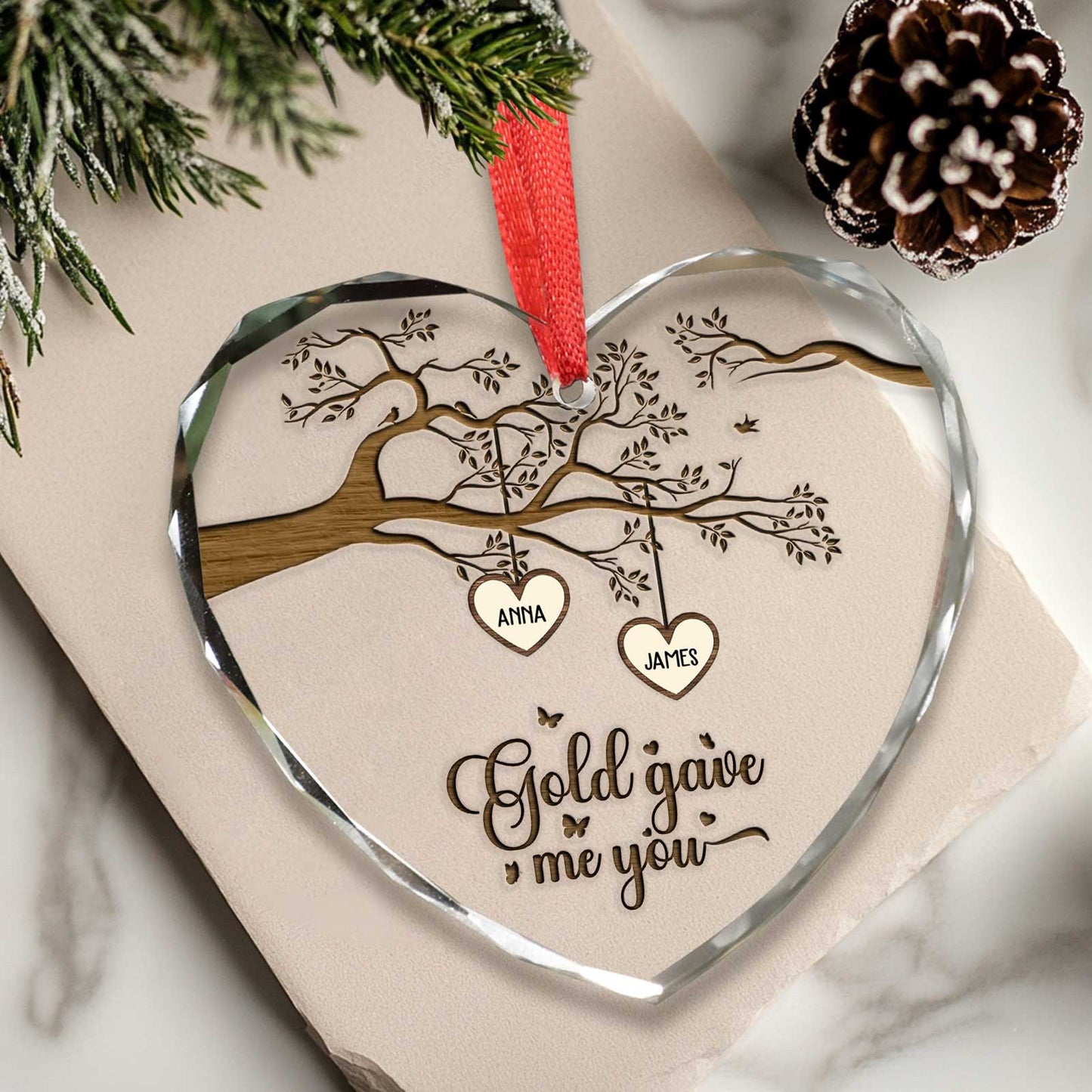 Family - Gold Gave Me You - Personalized Glass Ornament