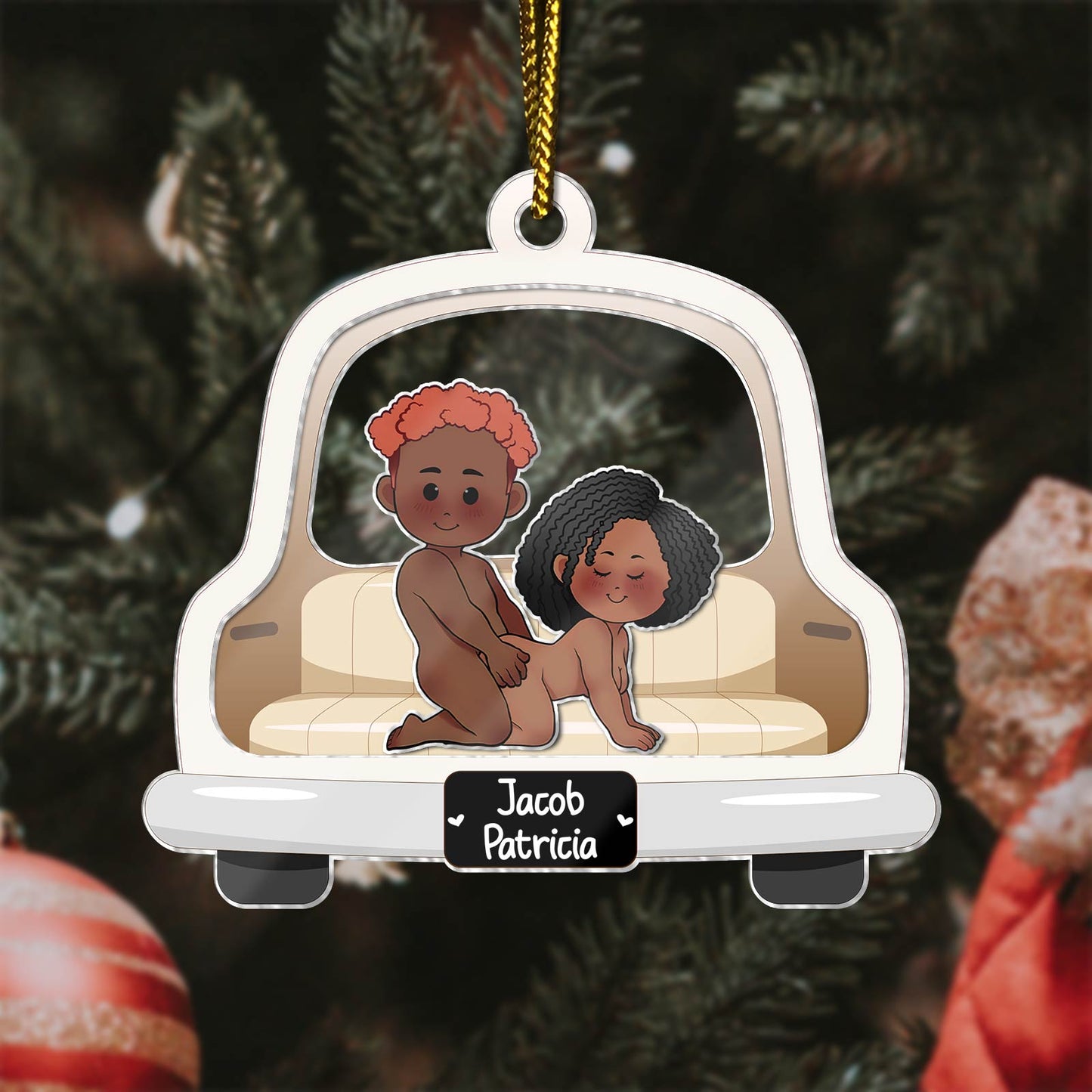 Couple - Just Married - Personalized 3-Layered Shaking Ornament